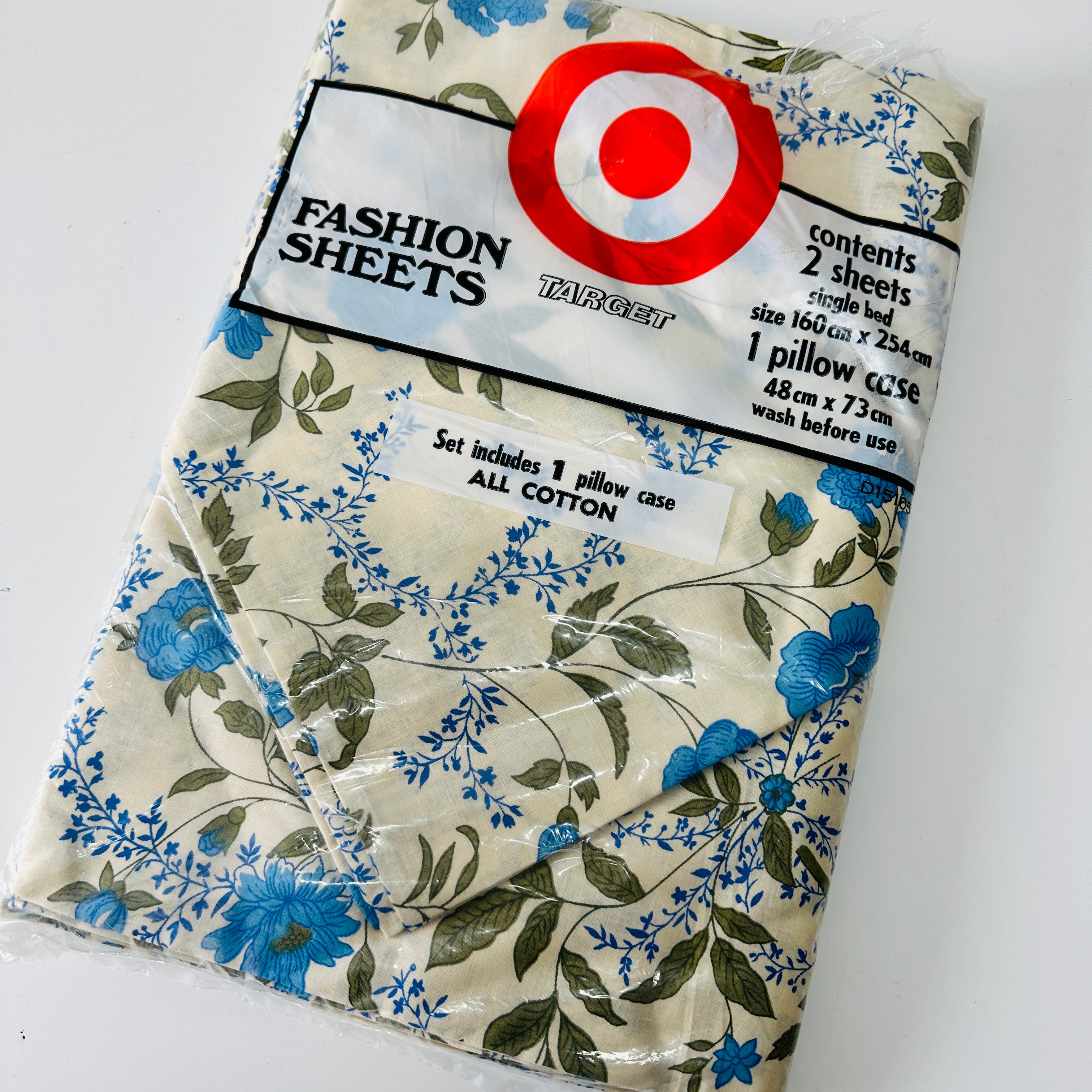 254cms All Cotton Flat Sheet Blue Floral ONE