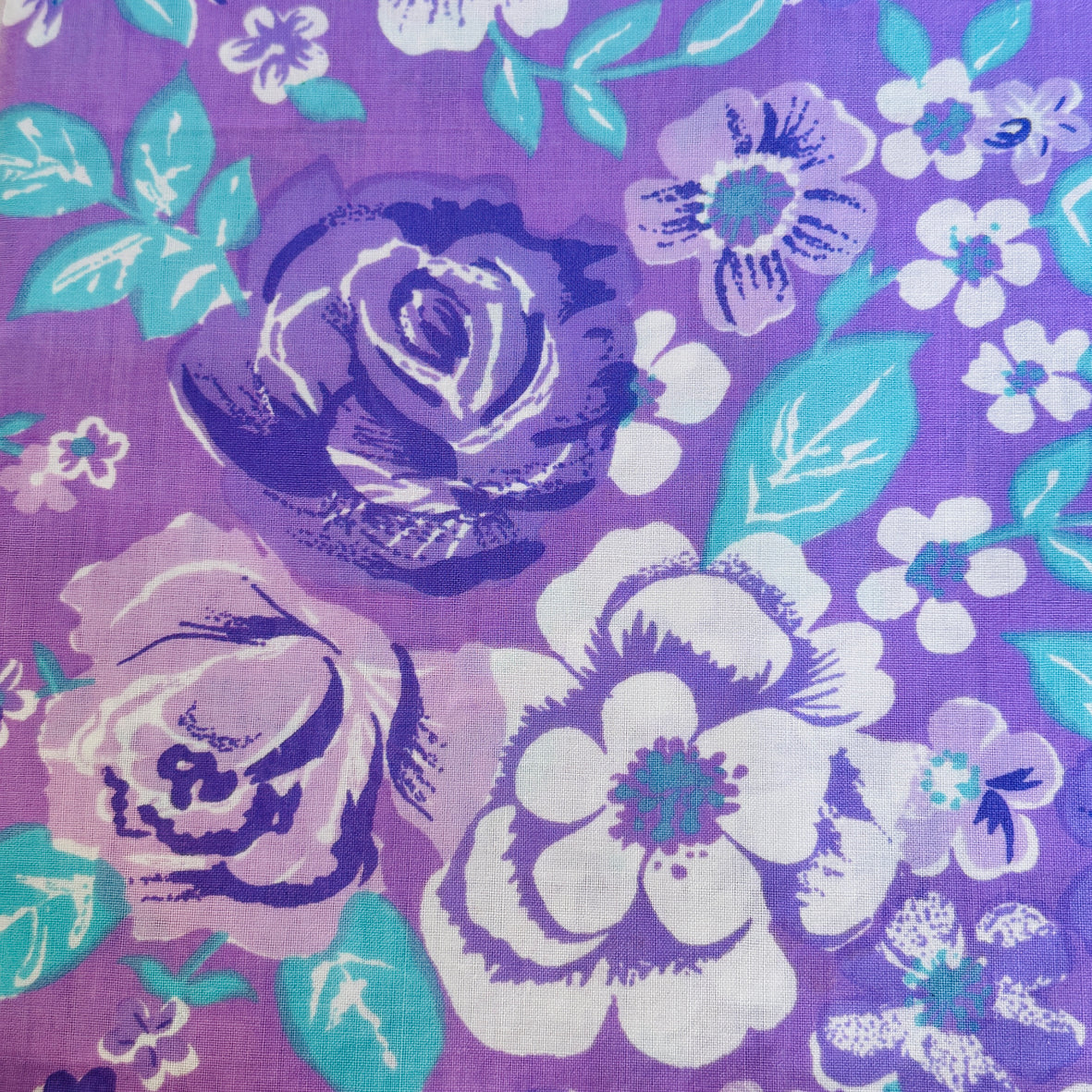 254cms ALL Cotton Sheet FABRIC Unused Purple # 2 Vintage