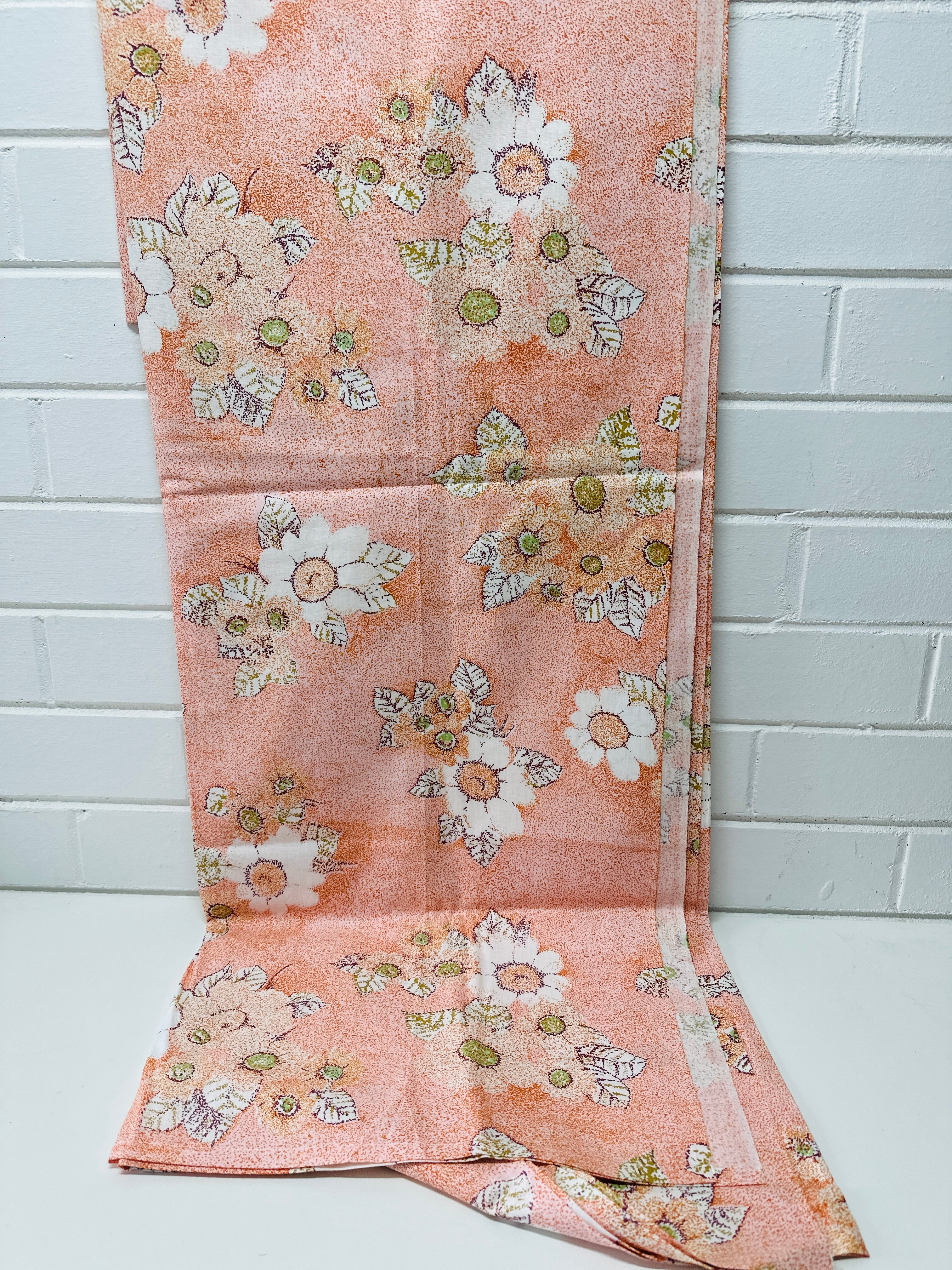 UNUSED Cotton Apricot Sheet FLORAL Fabric
