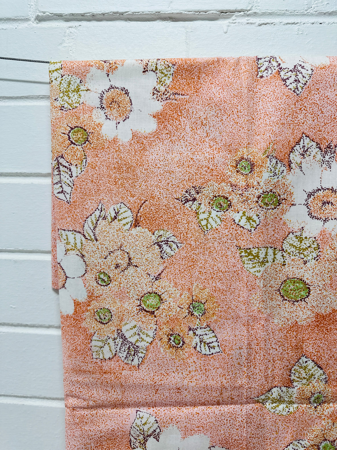 UNUSED Cotton Apricot Sheet FLORAL Fabric