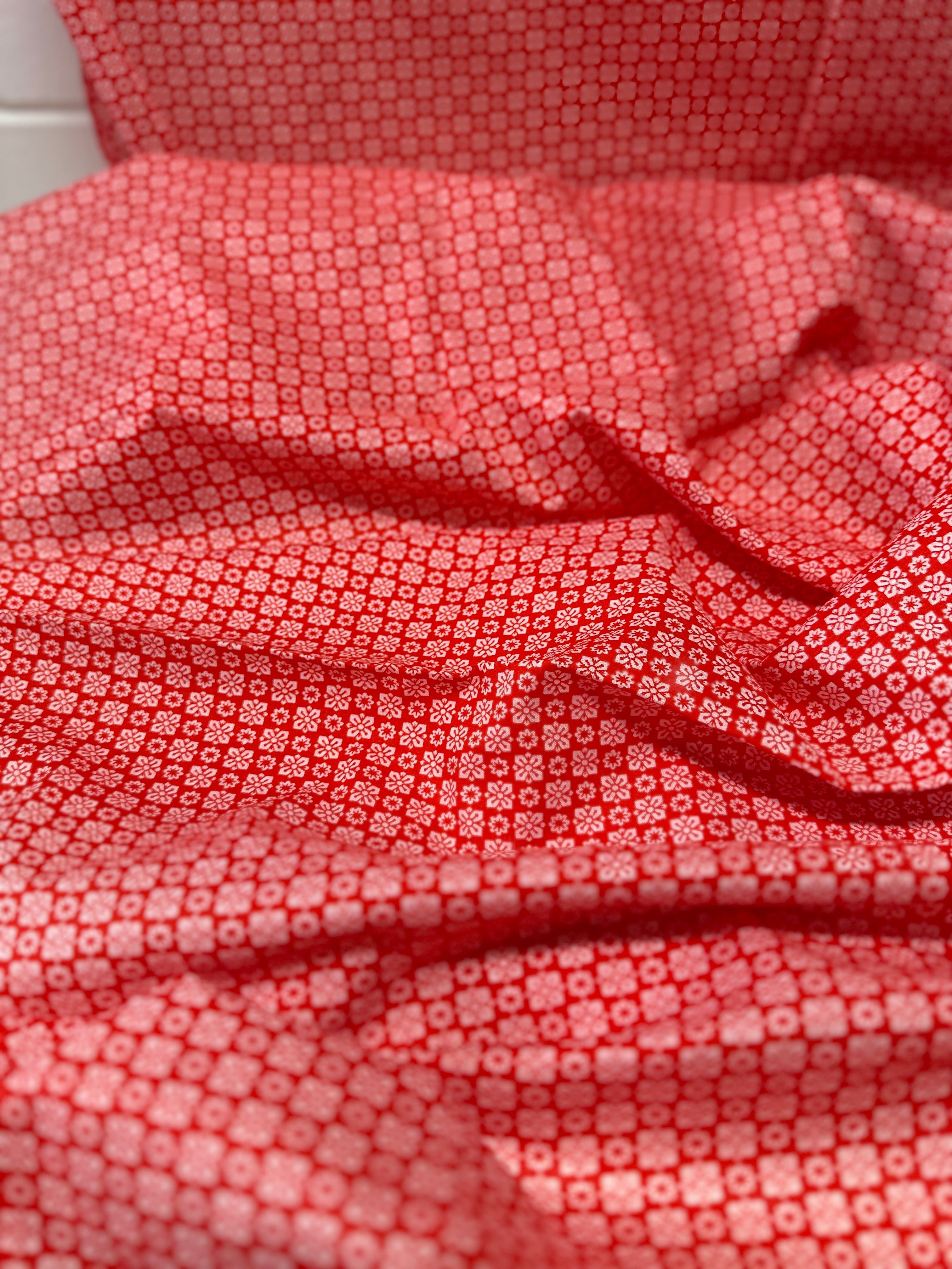 280cms Light Weight Vintage Cotton Fabric RED