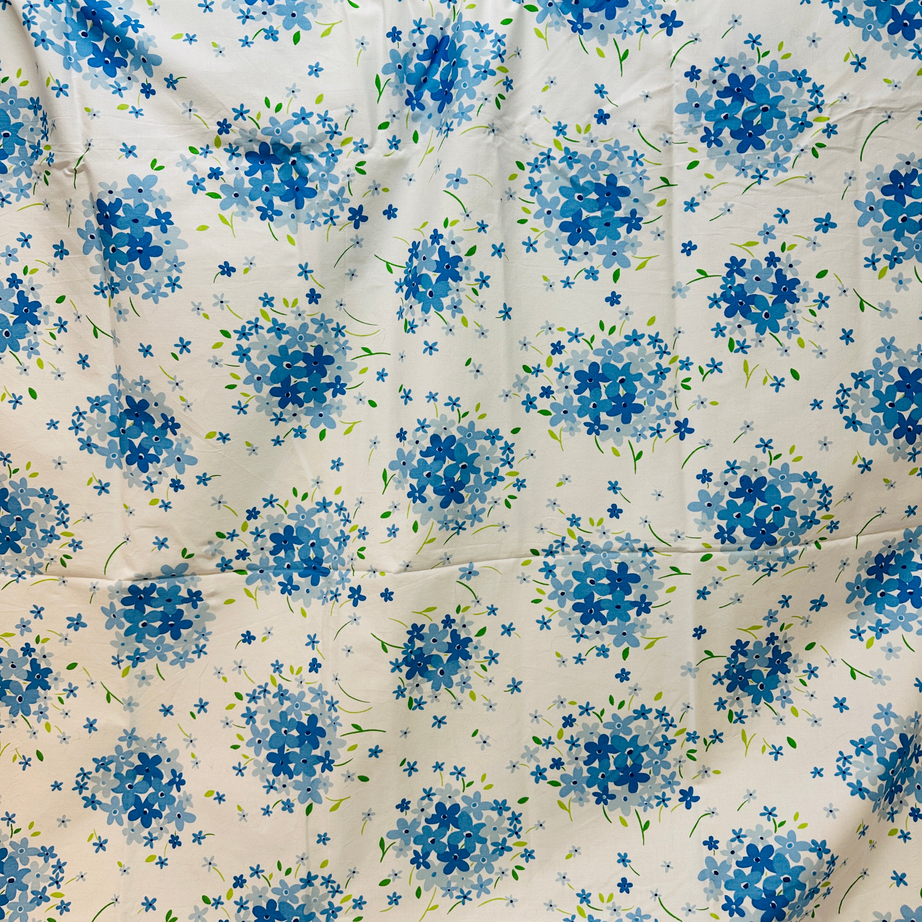170cms Blue & White FLoral Fabric Poly Blend