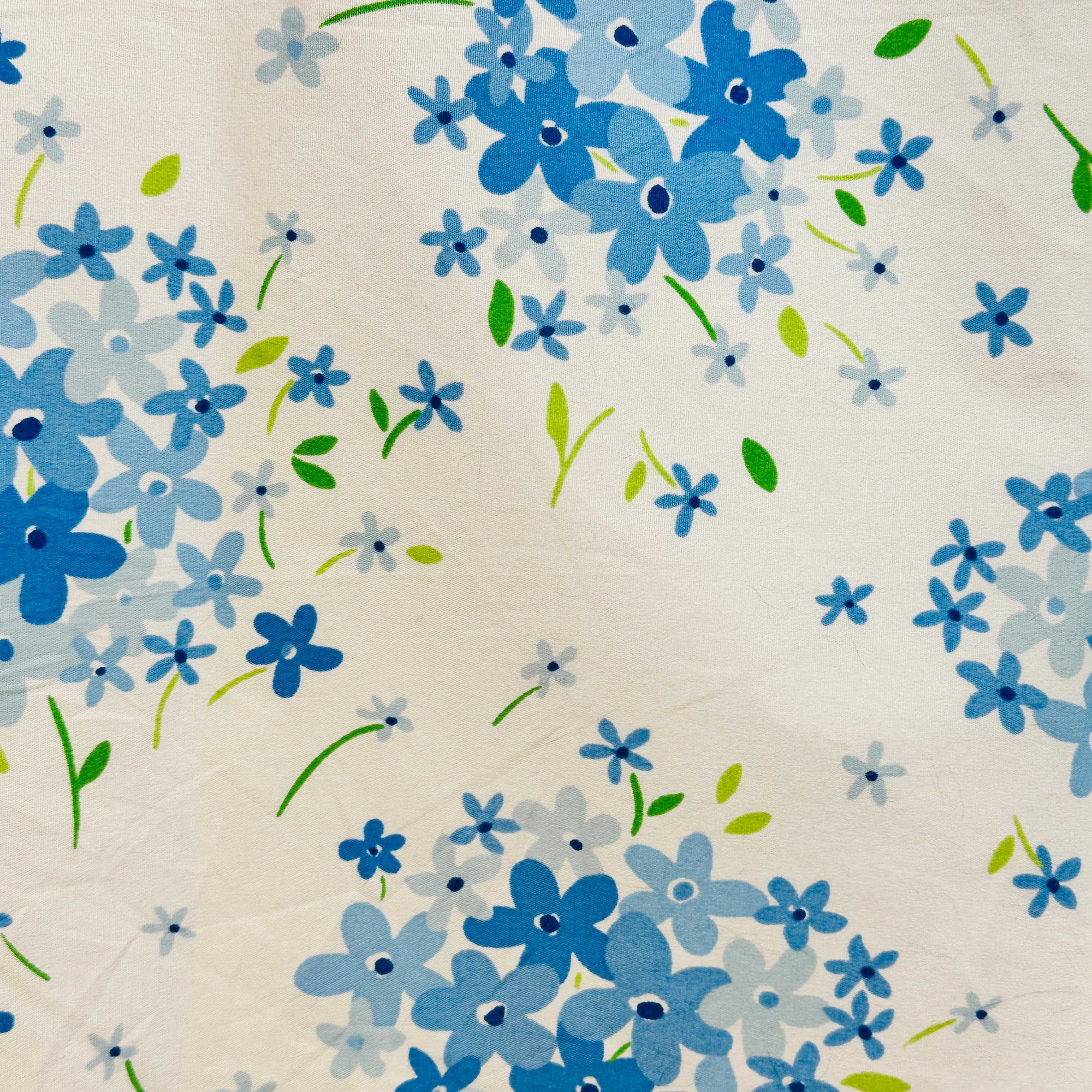 170cms Blue & White FLoral Fabric Poly Blend