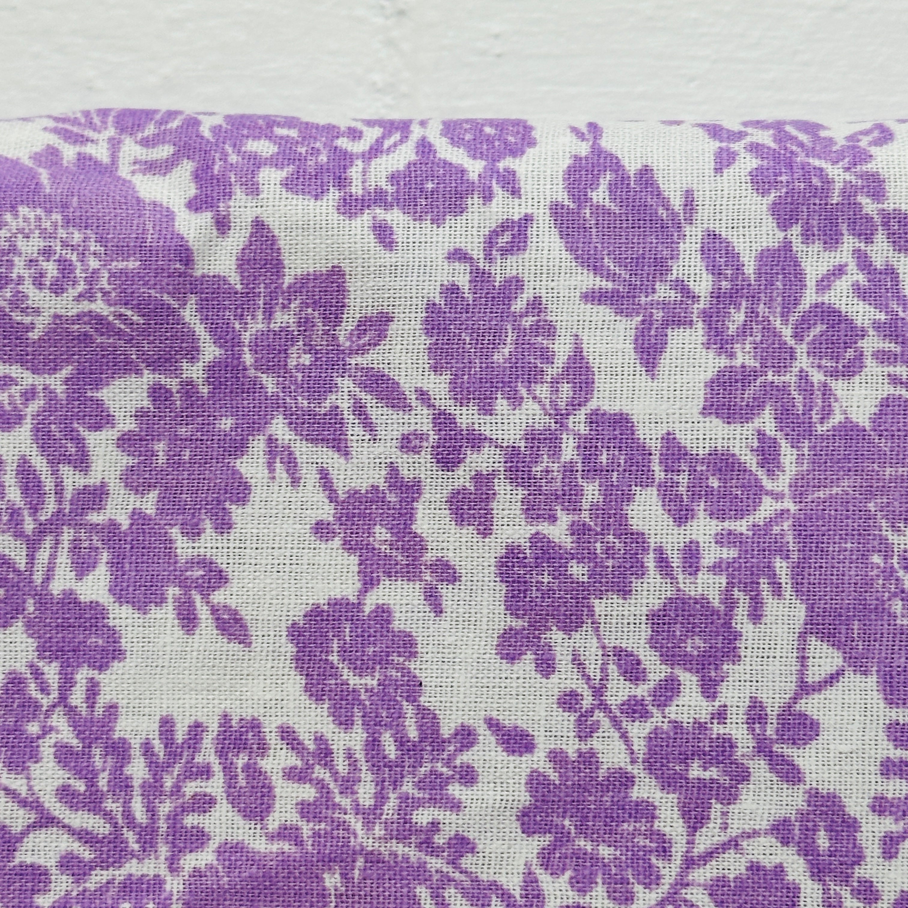 220cms UNUSED Purple Floral Sheet Fabric