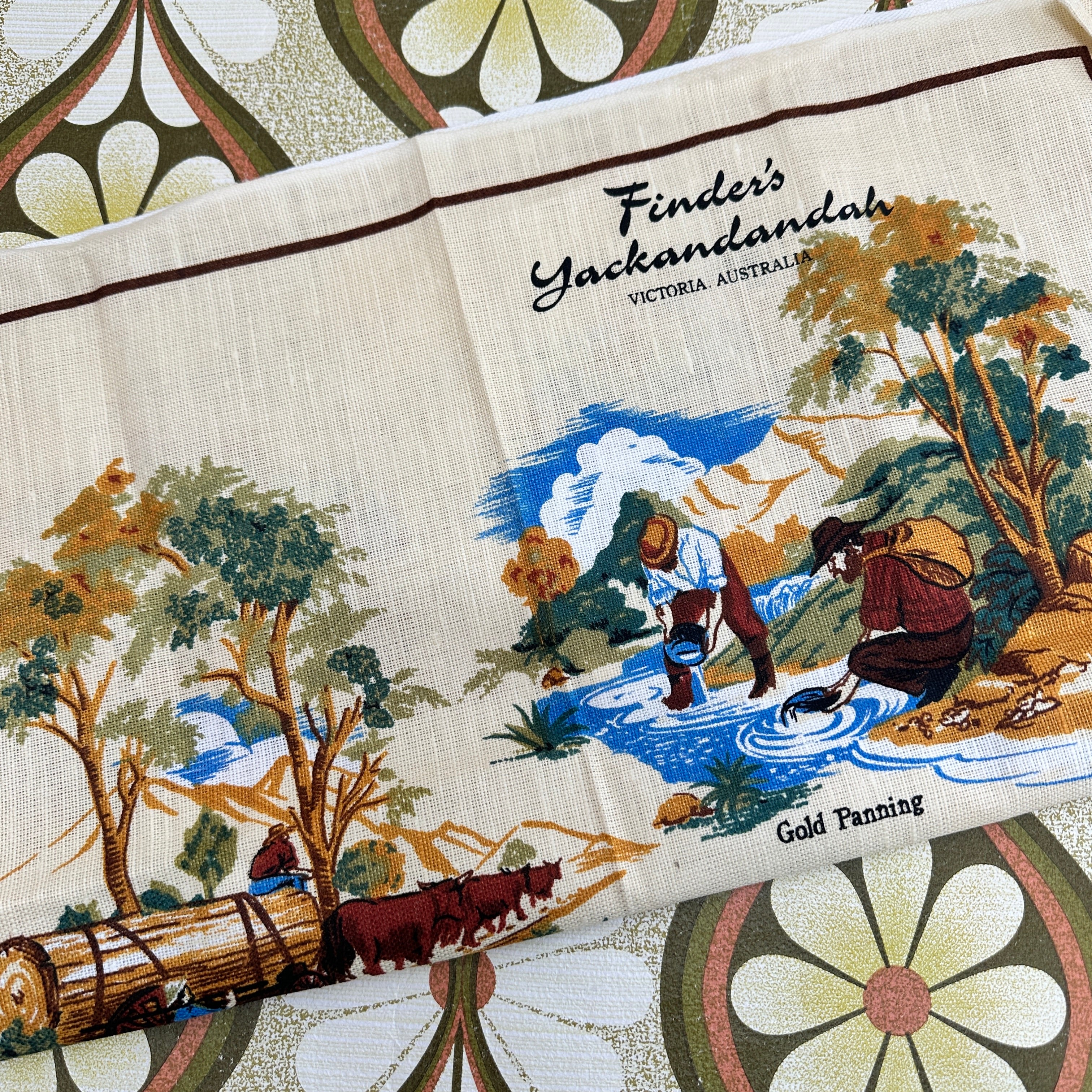 Vintage Australian Pioneers Tea Towel
