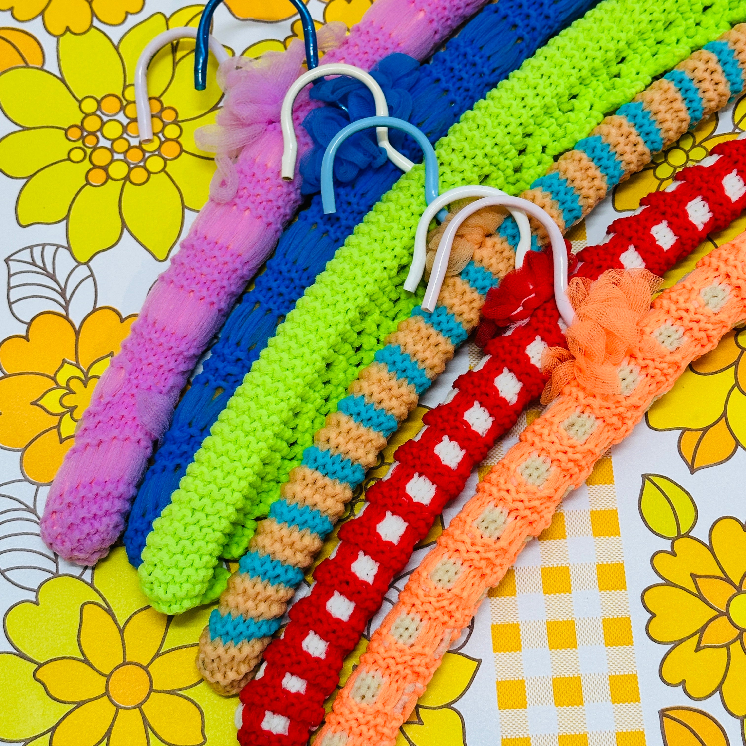 Six Vintage Coat Hangers Knitted