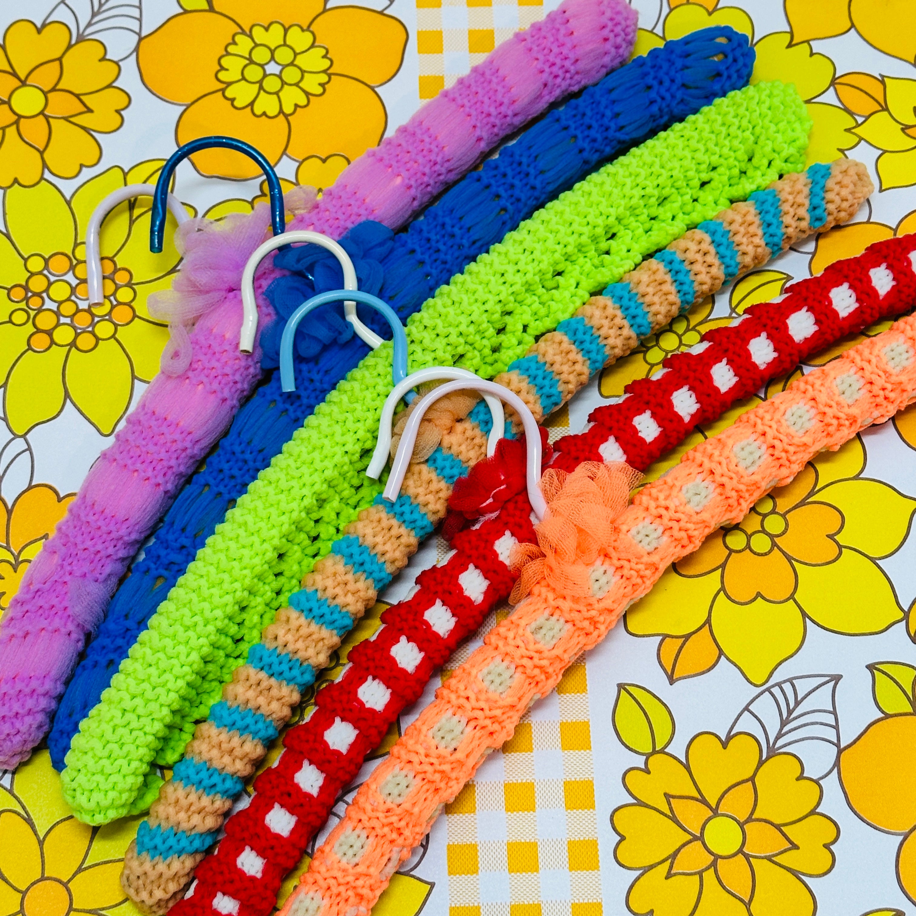 Six Vintage Coat Hangers Knitted