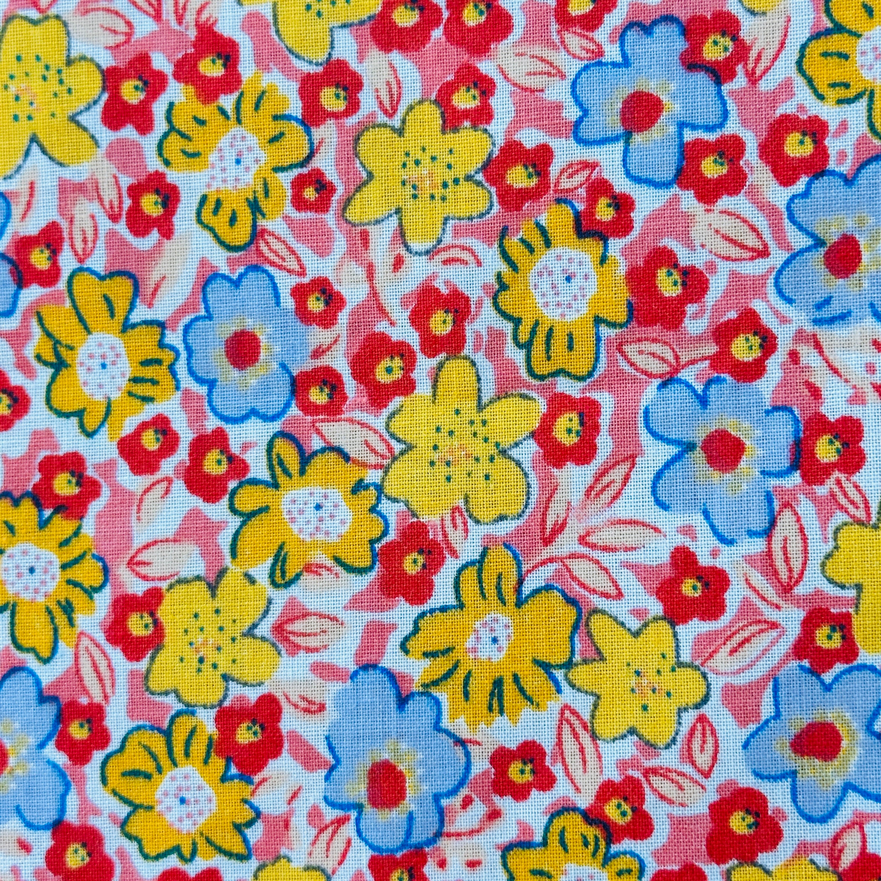 240cms Red & Yellow Modern Floral Fabric