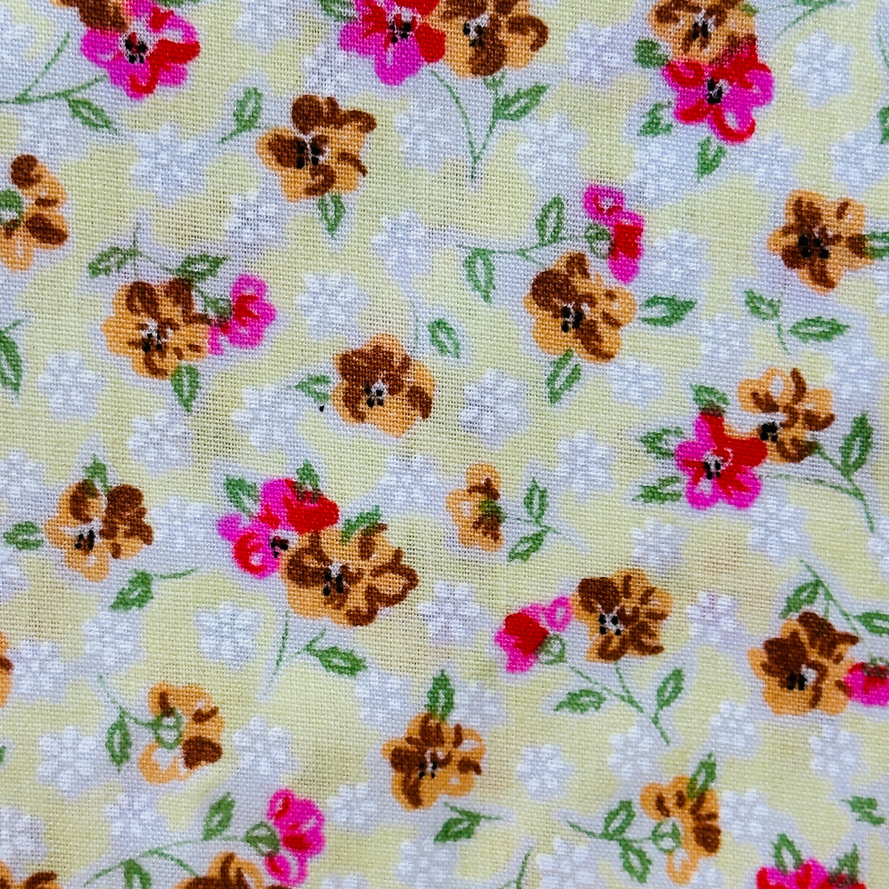 300cms MODERN Cute Floral Fabric Pale Yellow