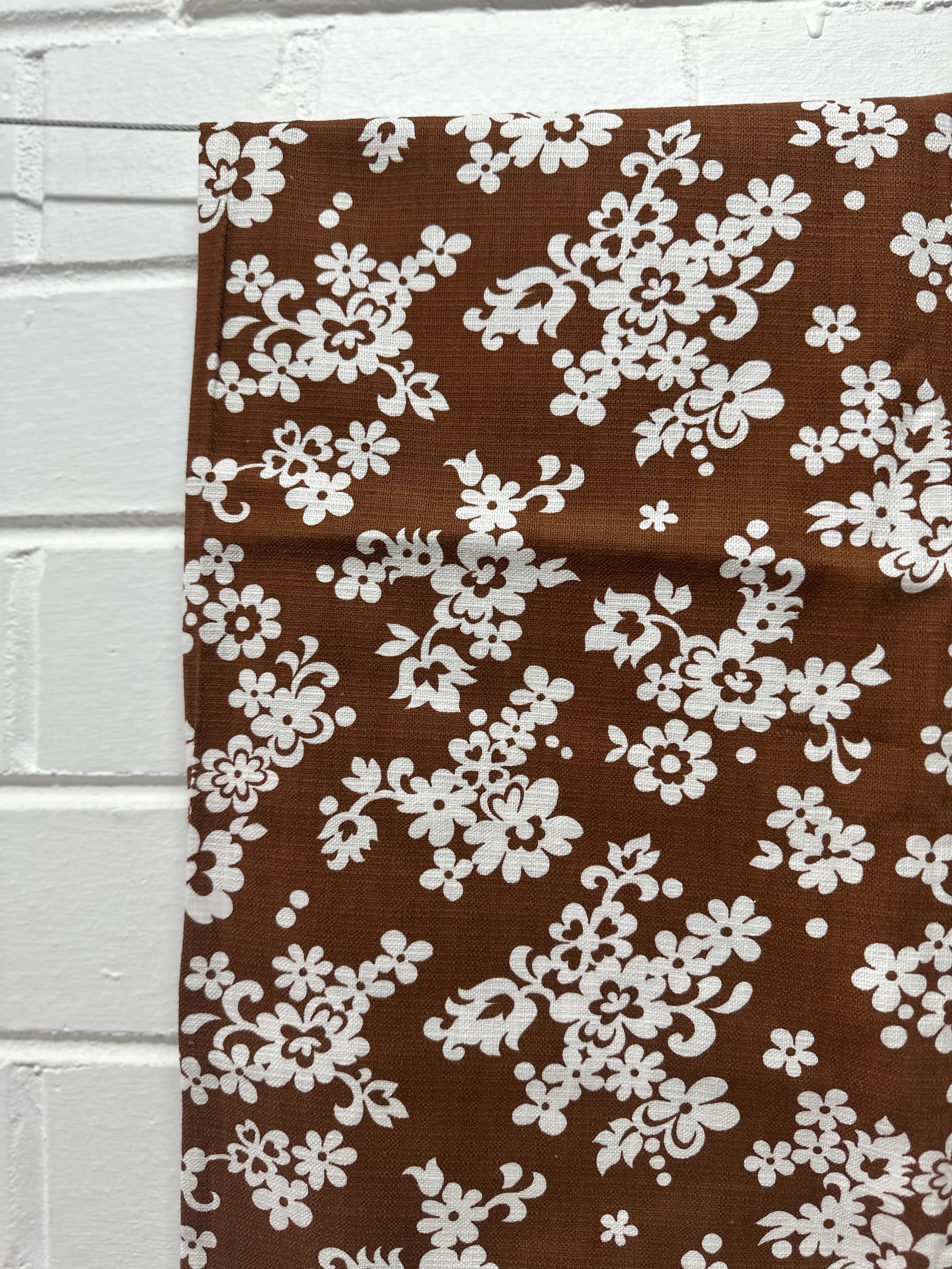 170cms ADORABLE Vintage Brown Floral Fabric COTTON