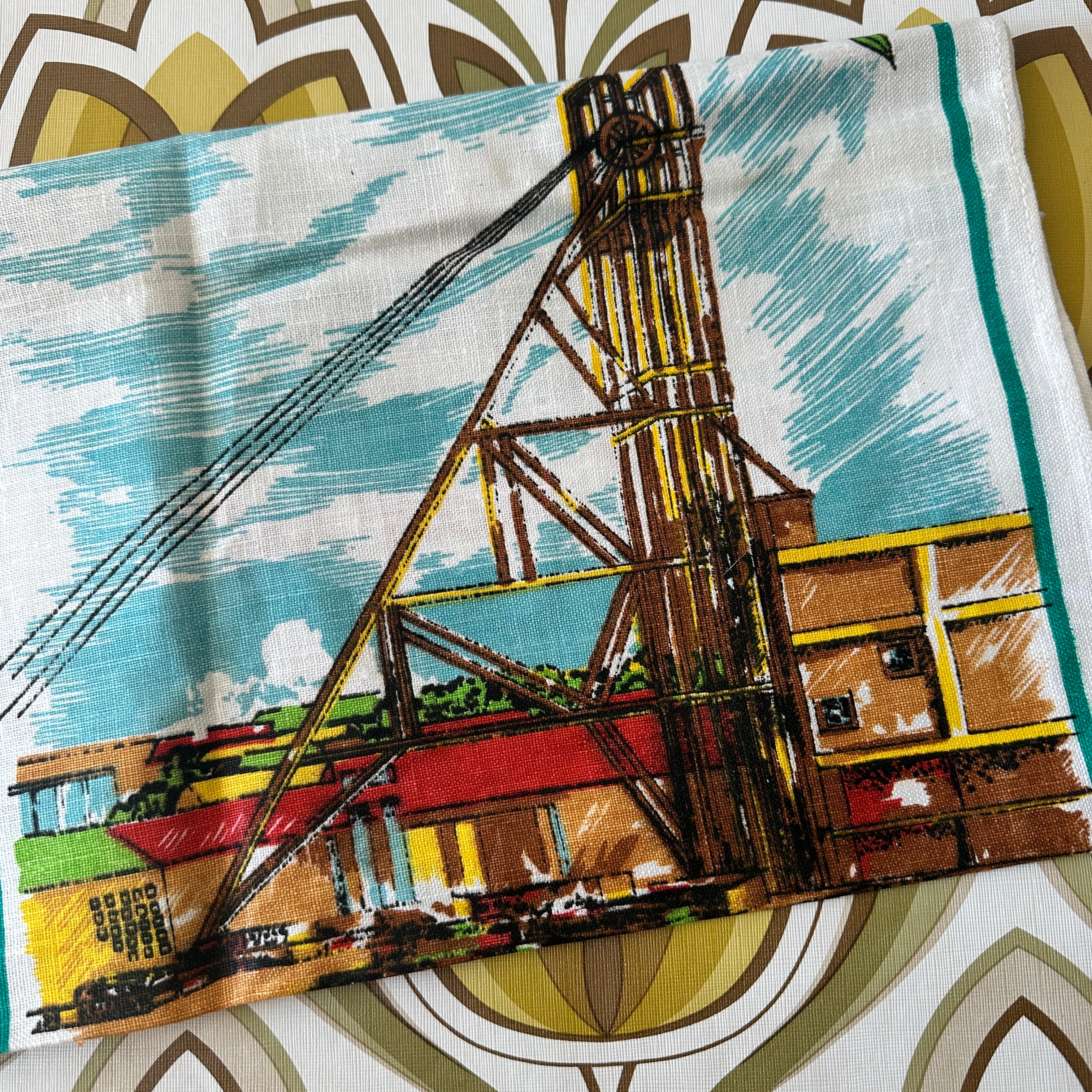 Vintage BROKEN HILL Linen Tea Towel
