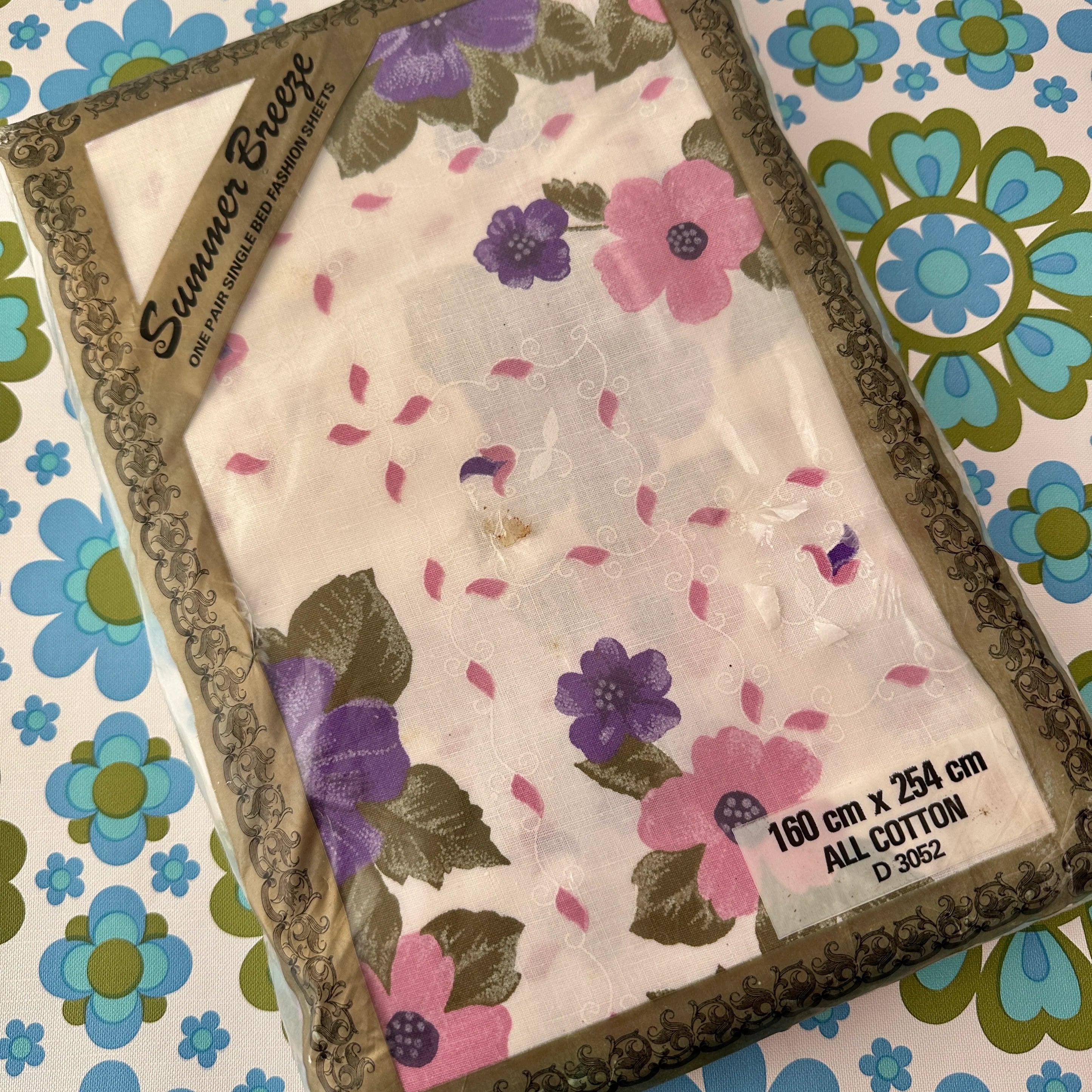 254cms ALL COTTON Unused Vintage Sheets One