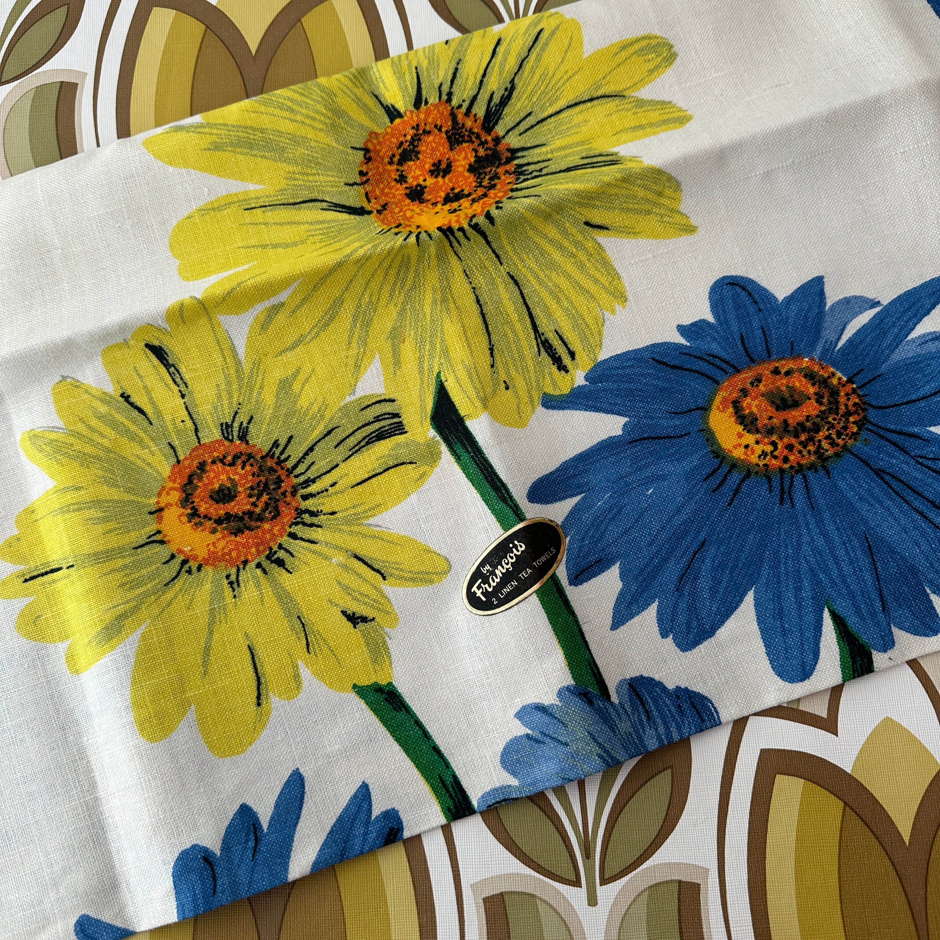 Vintage Linen Floral Tea Towel FRANCOIS
