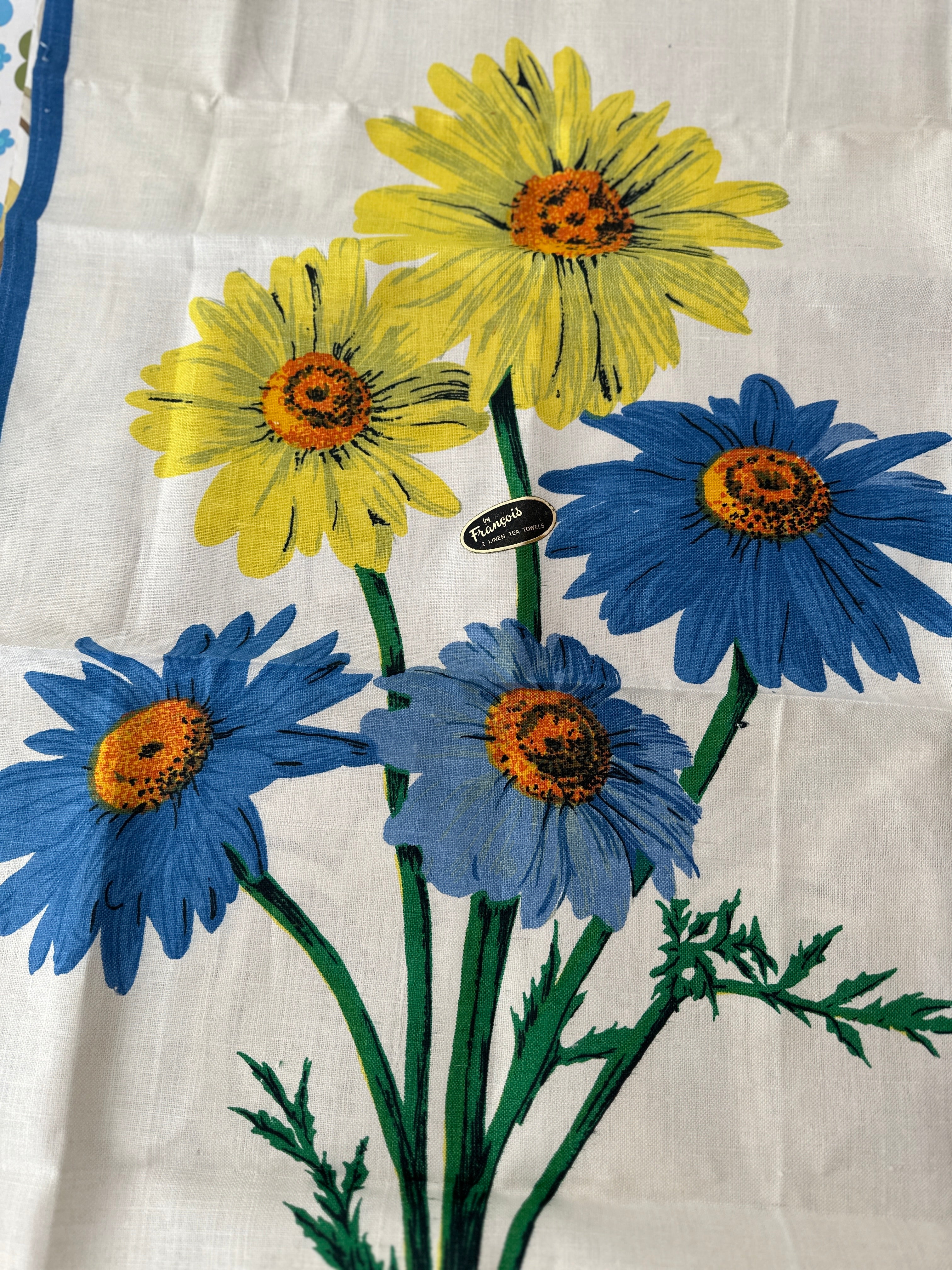 Vintage Linen Floral Tea Towel FRANCOIS