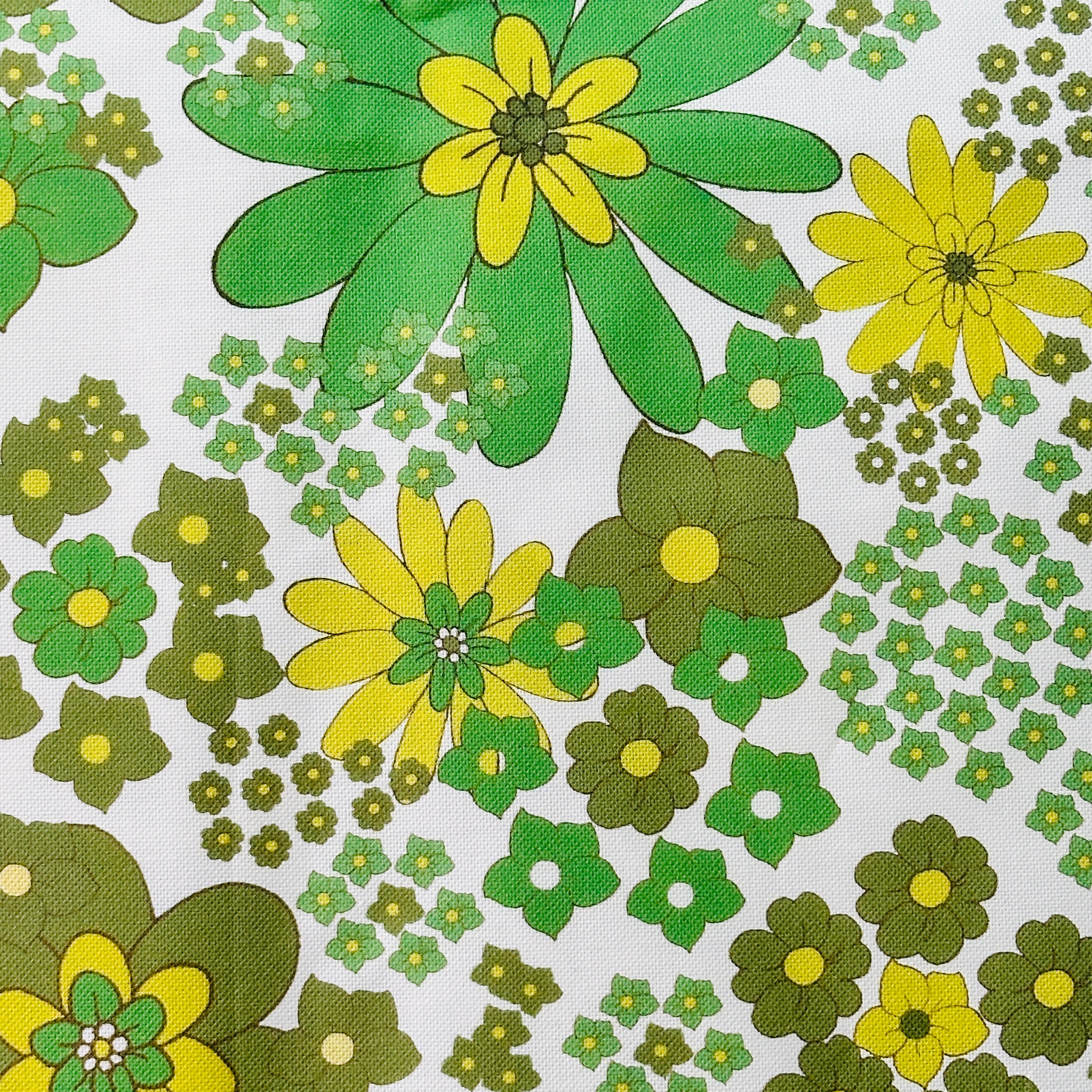 130cms Cotton Sample Fabric Green Retro Print # 2
