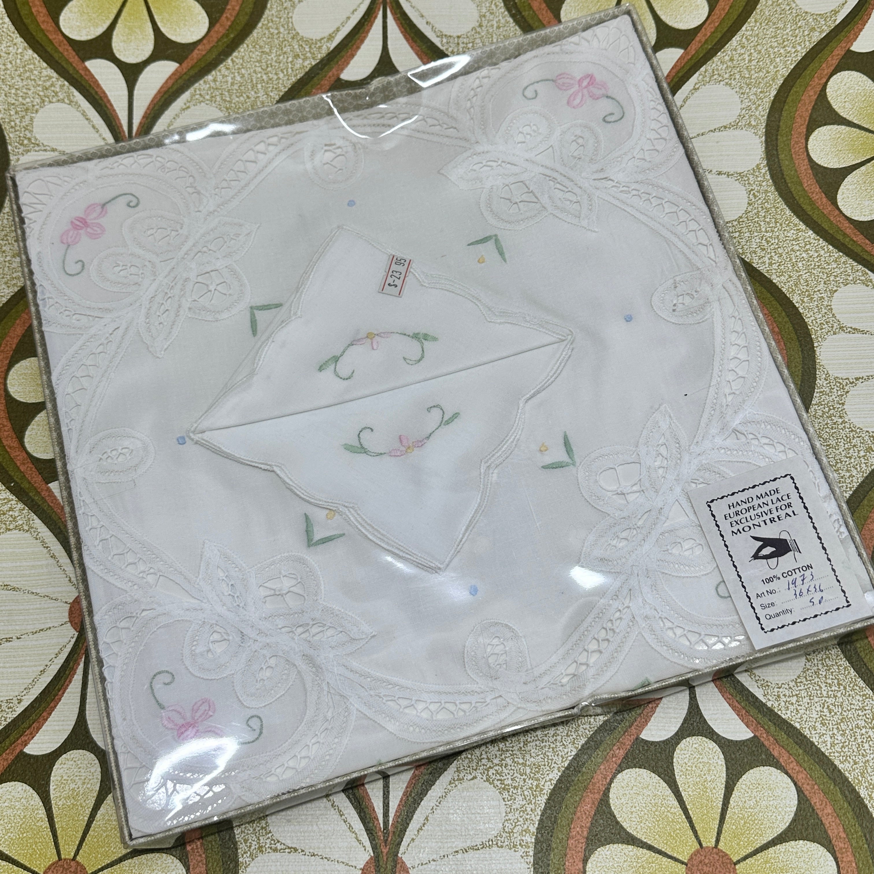 All Cotton Boxed European Lace VINTAGE Tablecloth