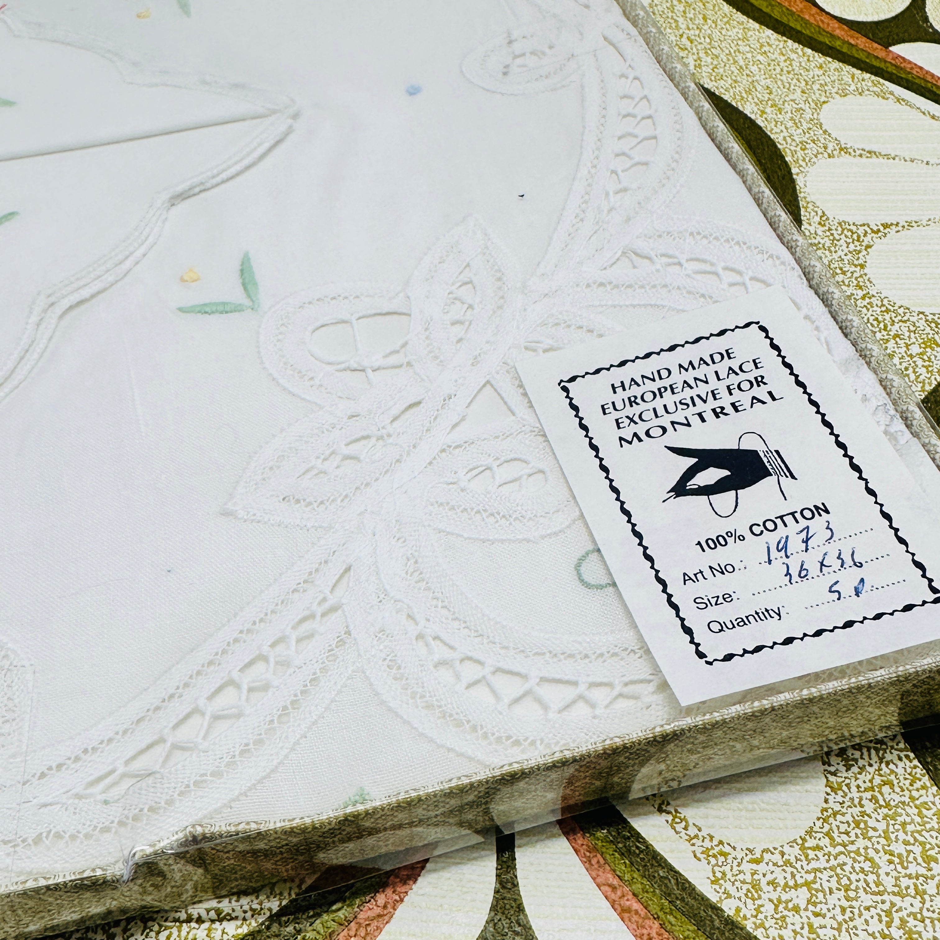 All Cotton Boxed European Lace VINTAGE Tablecloth