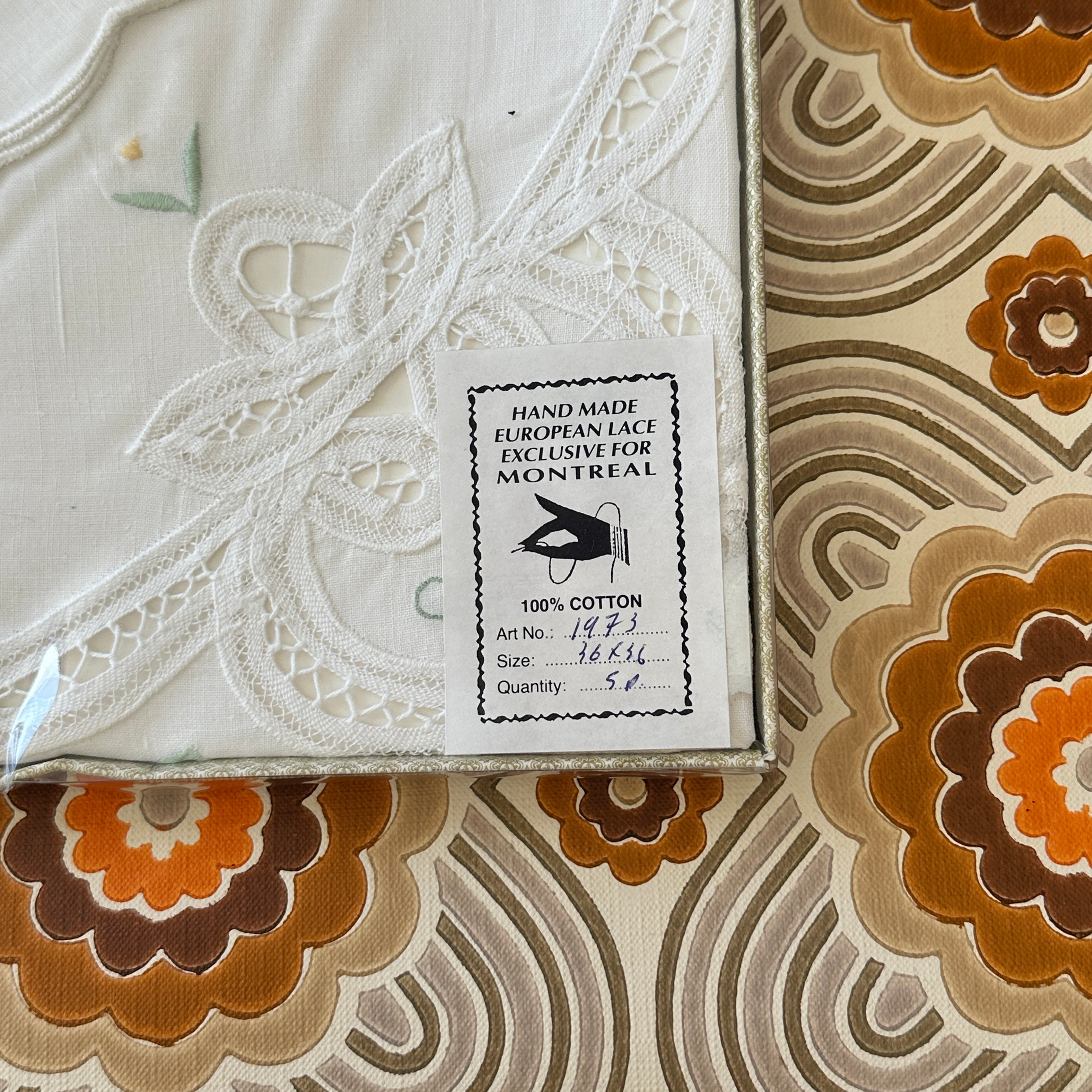 All Cotton Boxed European Lace VINTAGE Tablecloth