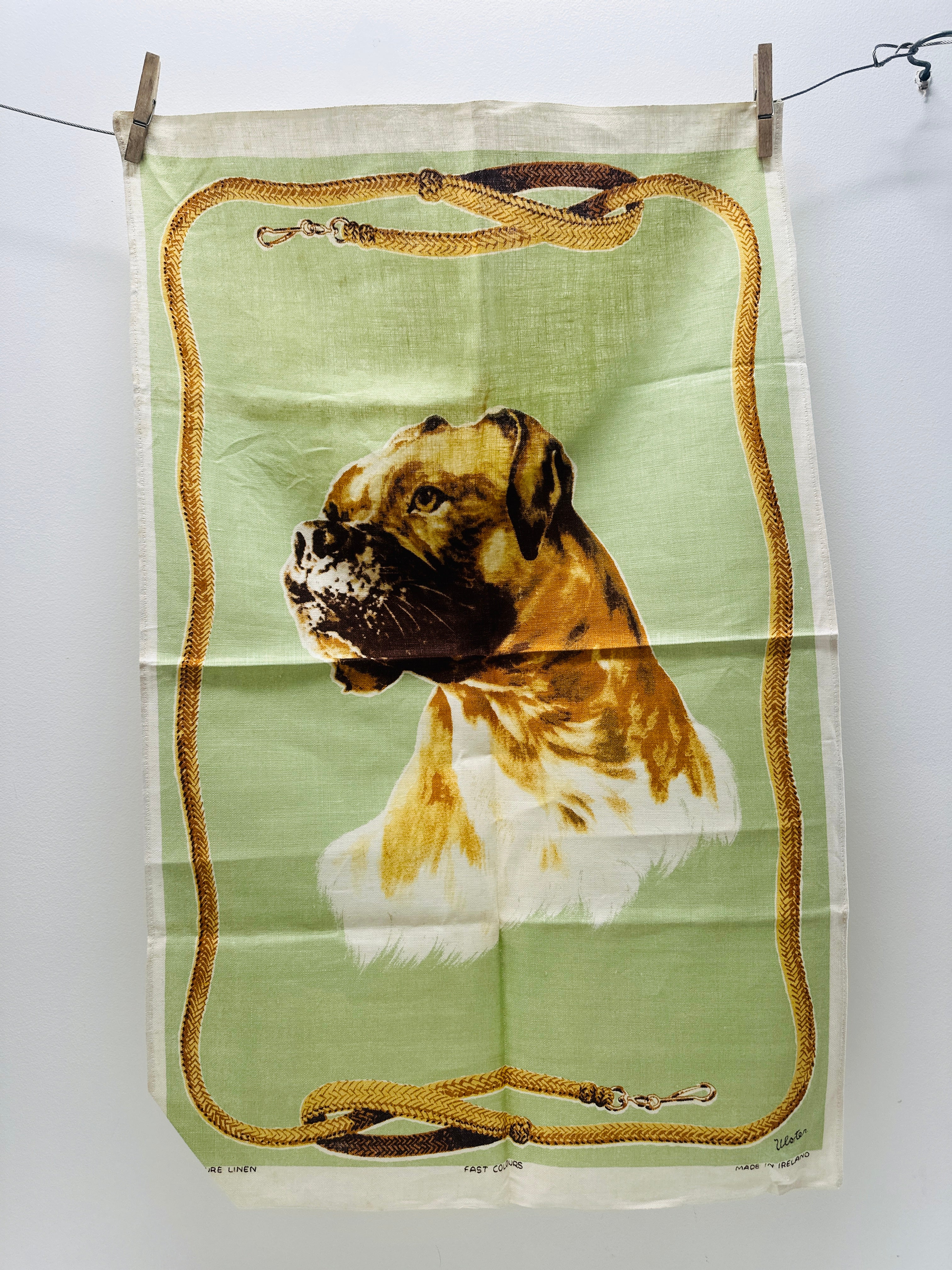 ULSTER Vintage Linen Tea Towel DOG