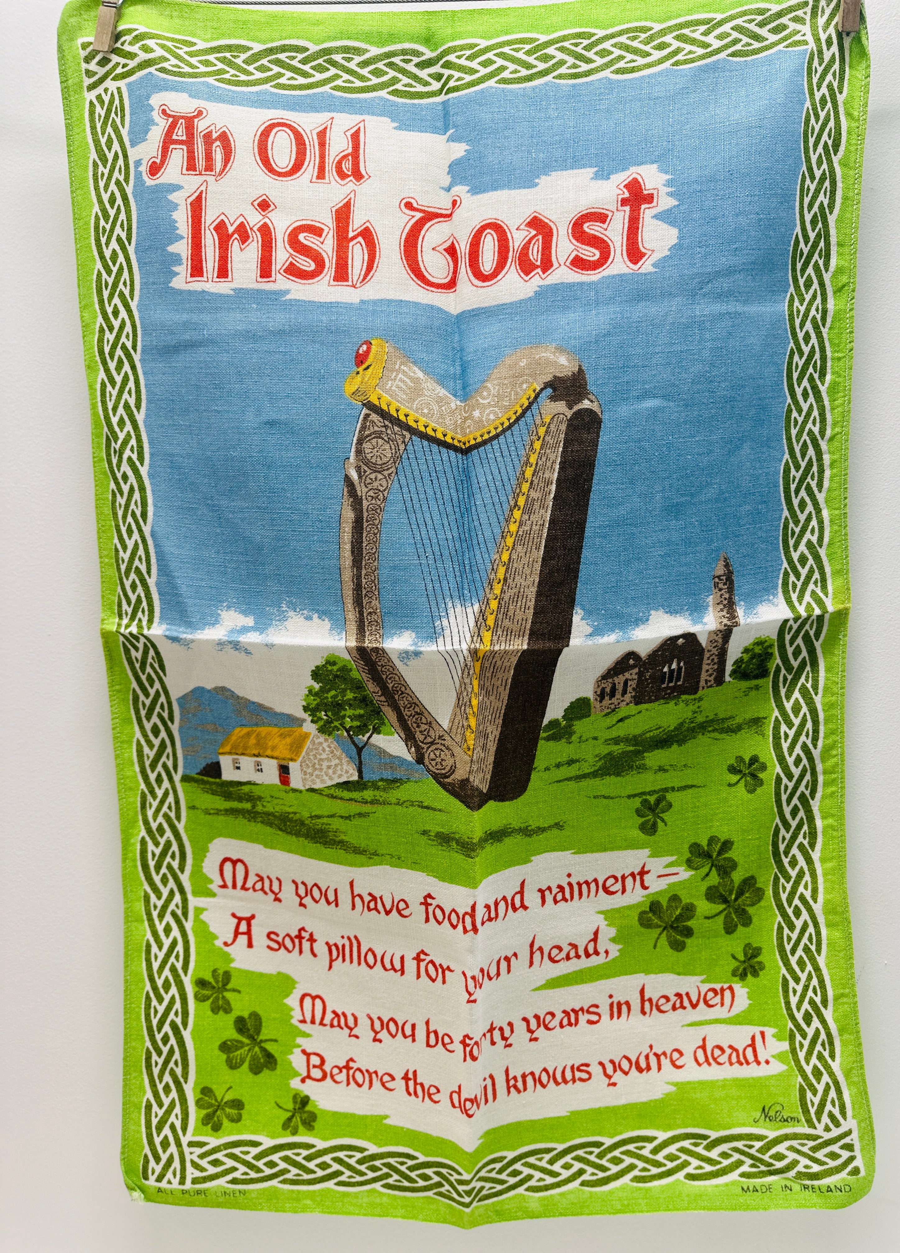An Old Irish Coast Vintage Tea Towel