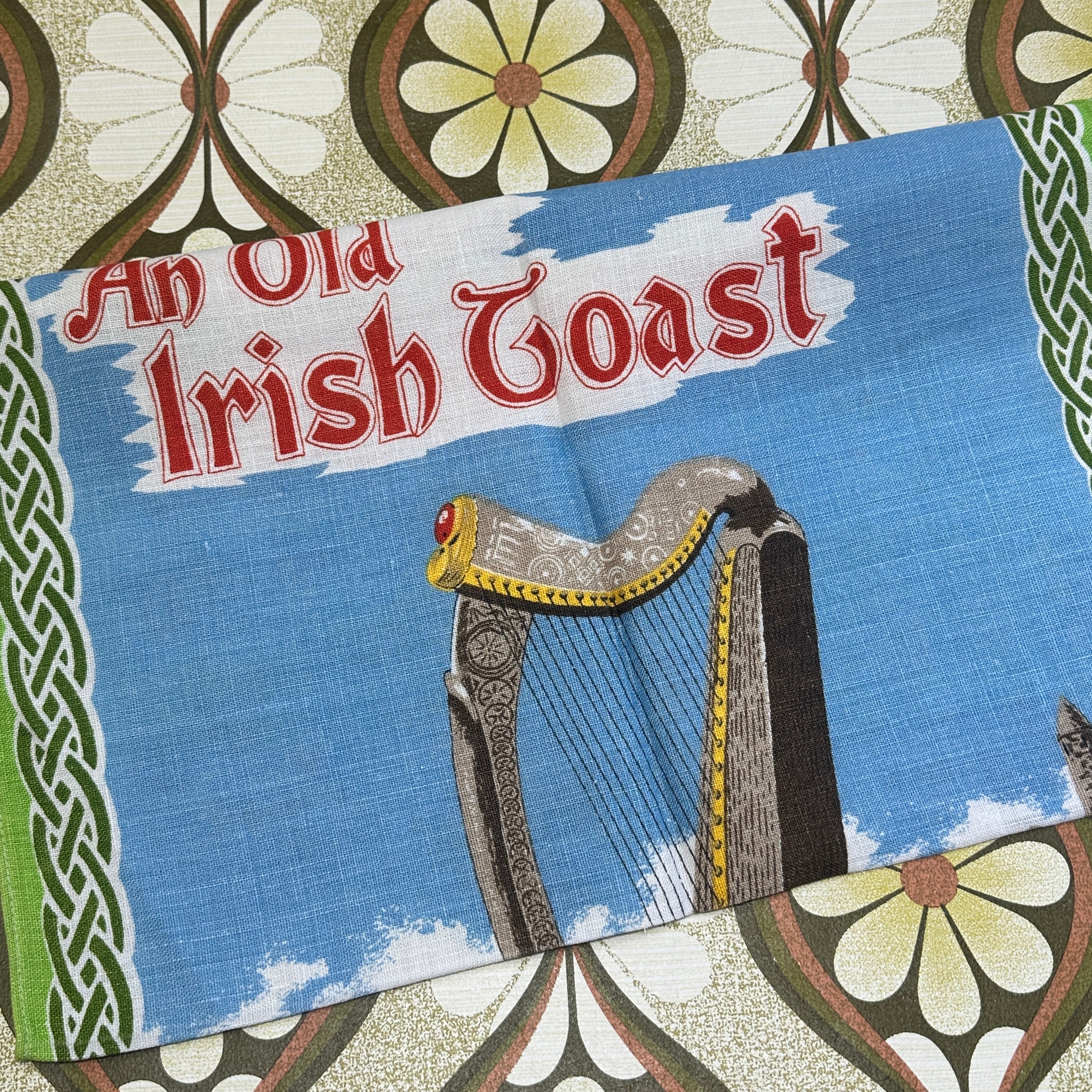 An Old Irish Coast Vintage Tea Towel