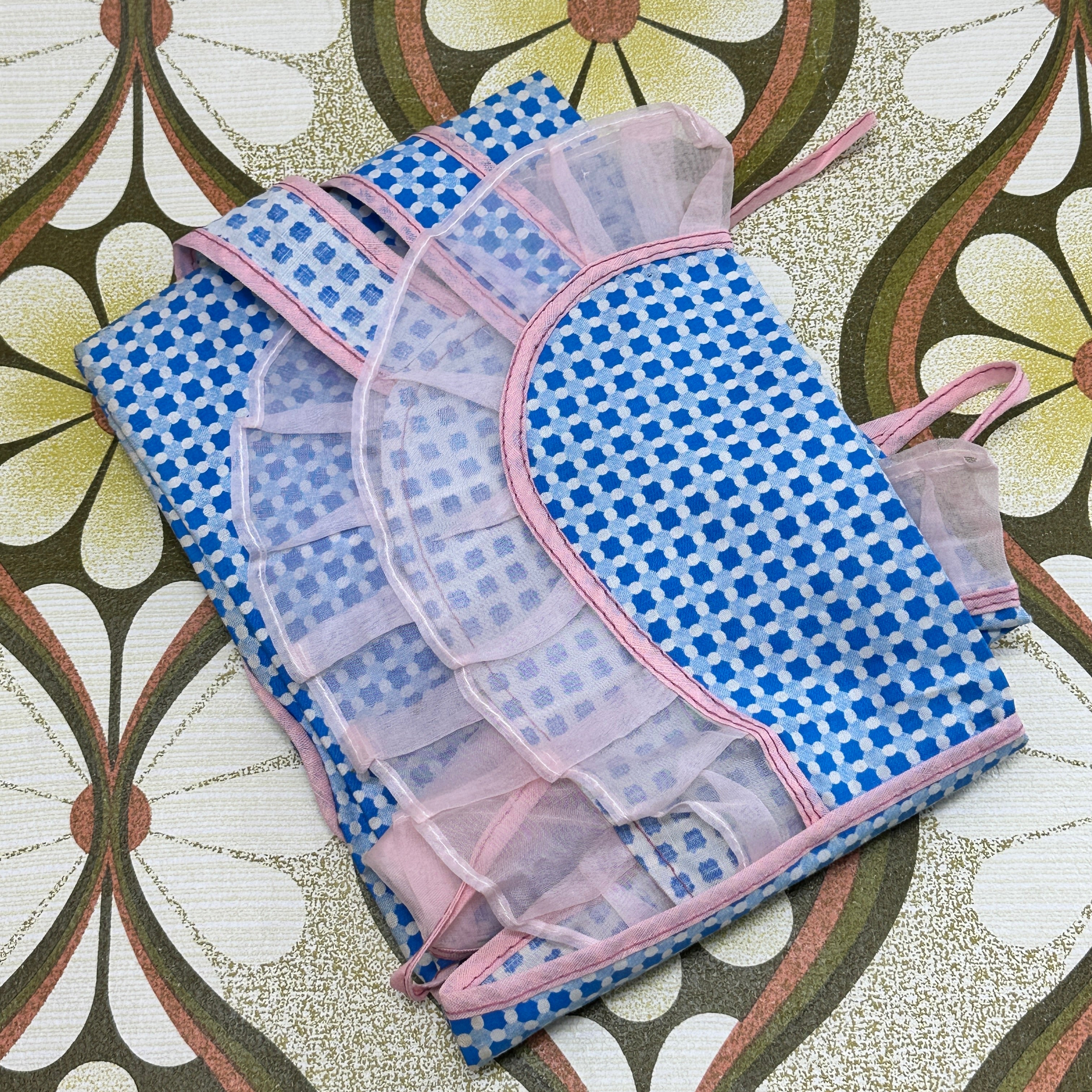 Adorable Blue & White Heart Apron VINTAGE