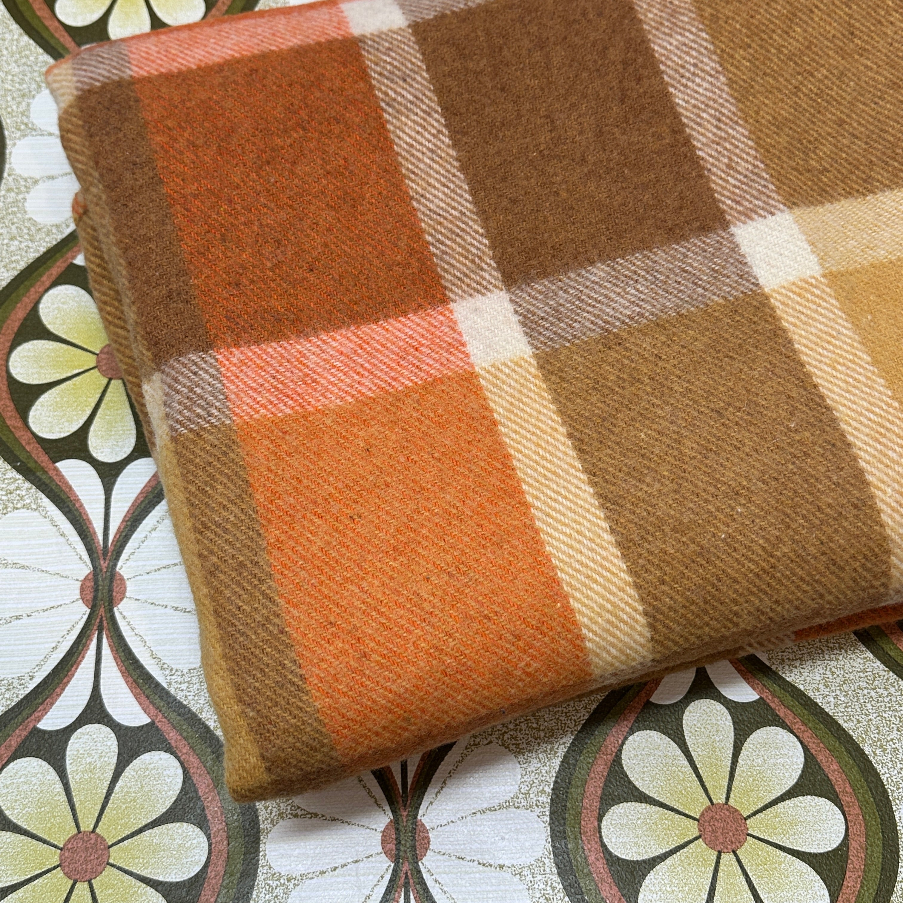 Beautiful Vintage Blanket Orange & Brown
