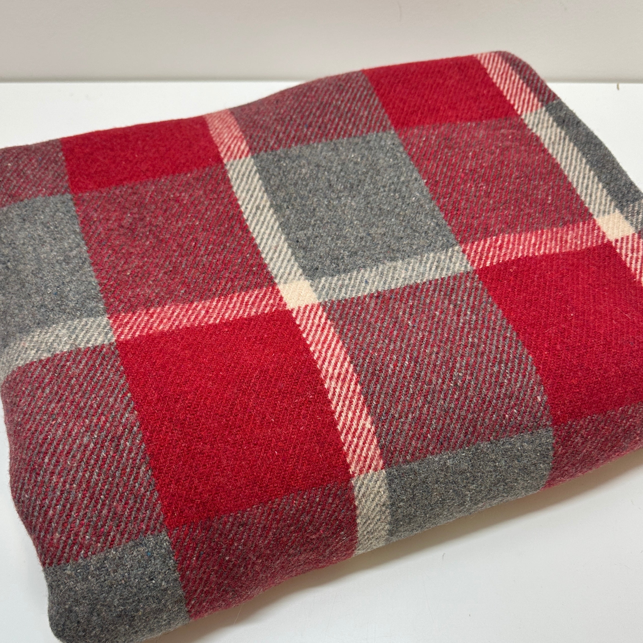 Red & Grey Blanket Wool Vintage