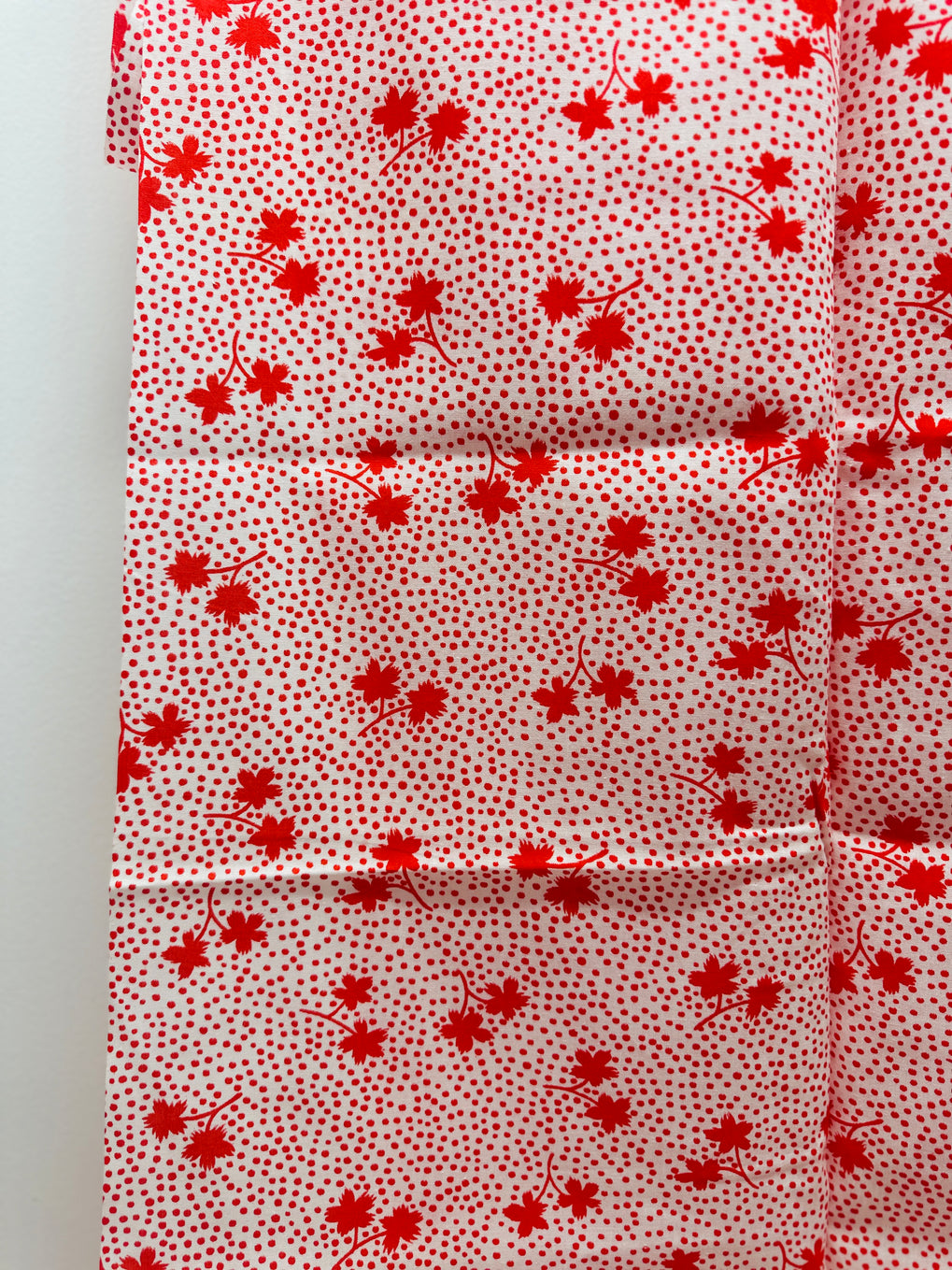 240cms Vintage Red Cotton Floral Fabric