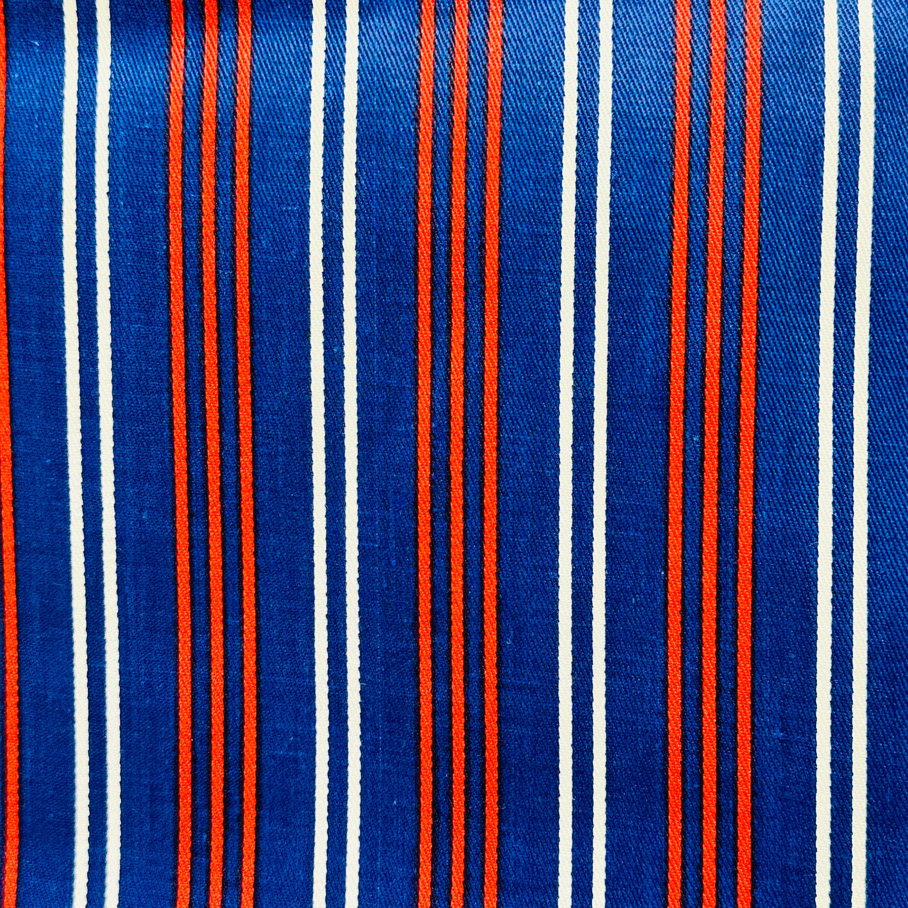 255cms Vintage BEAUTIFUL Navy Blue Striped Fabric Hong Kong