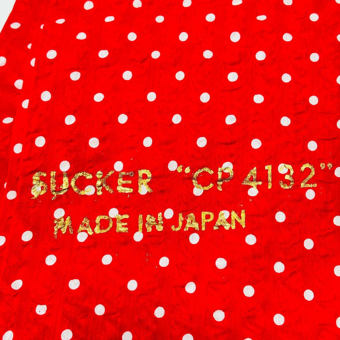 235cms JAPAN Cotton Sucker Red Polka Dot Fabric