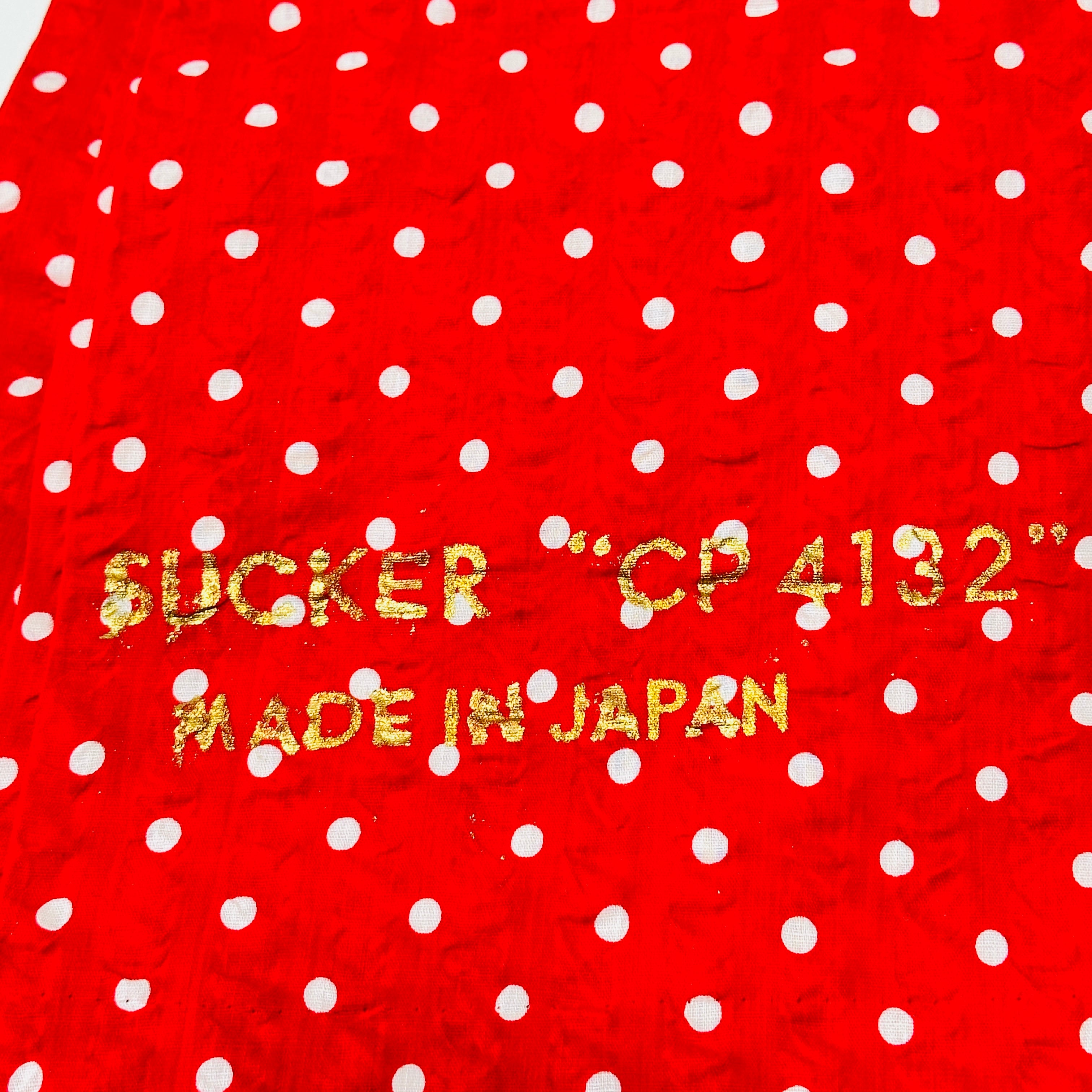 235cms JAPAN Cotton Sucker Red Polka Dot Fabric