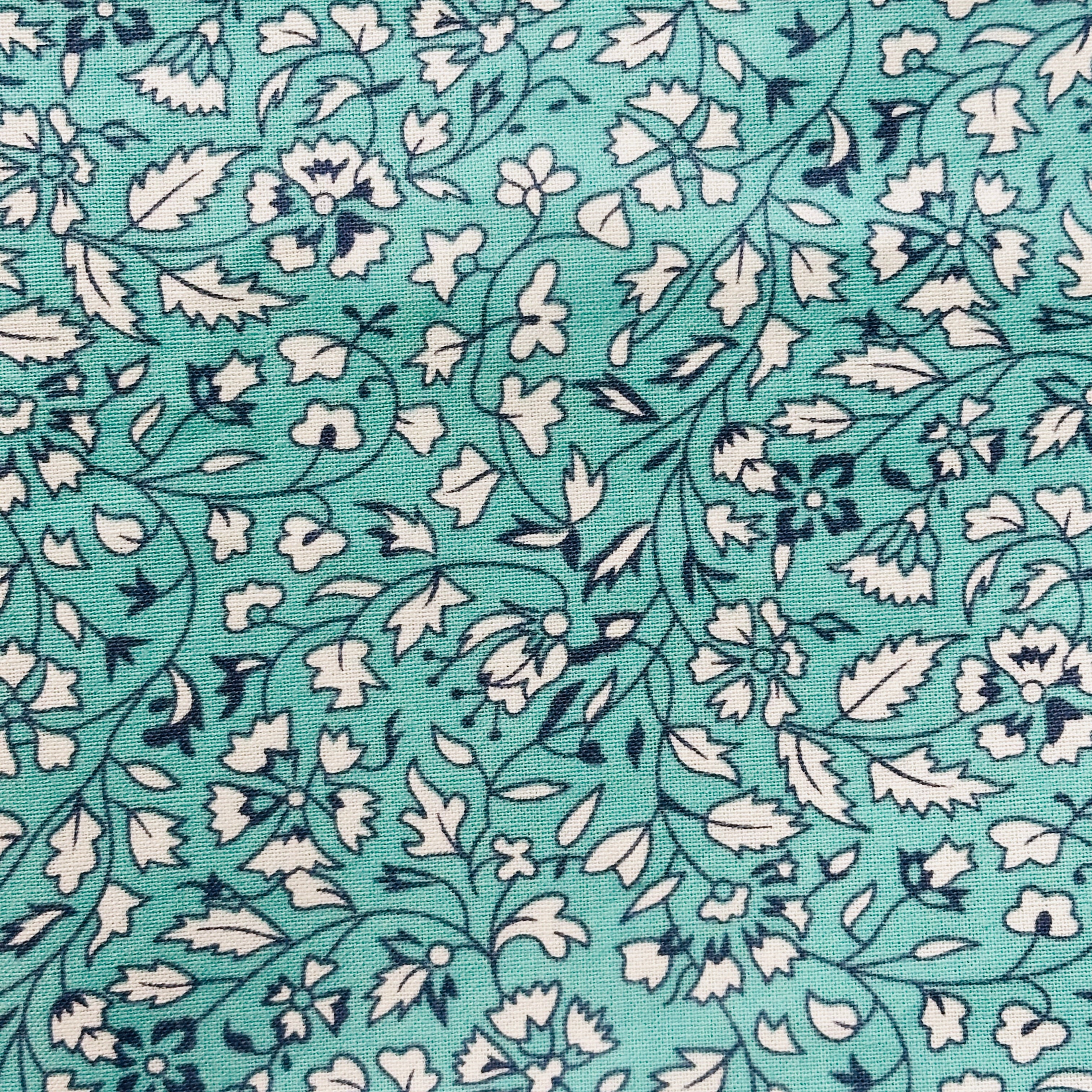 180cms Beautiful Blue Floral Fabric Medium Weight MODERN