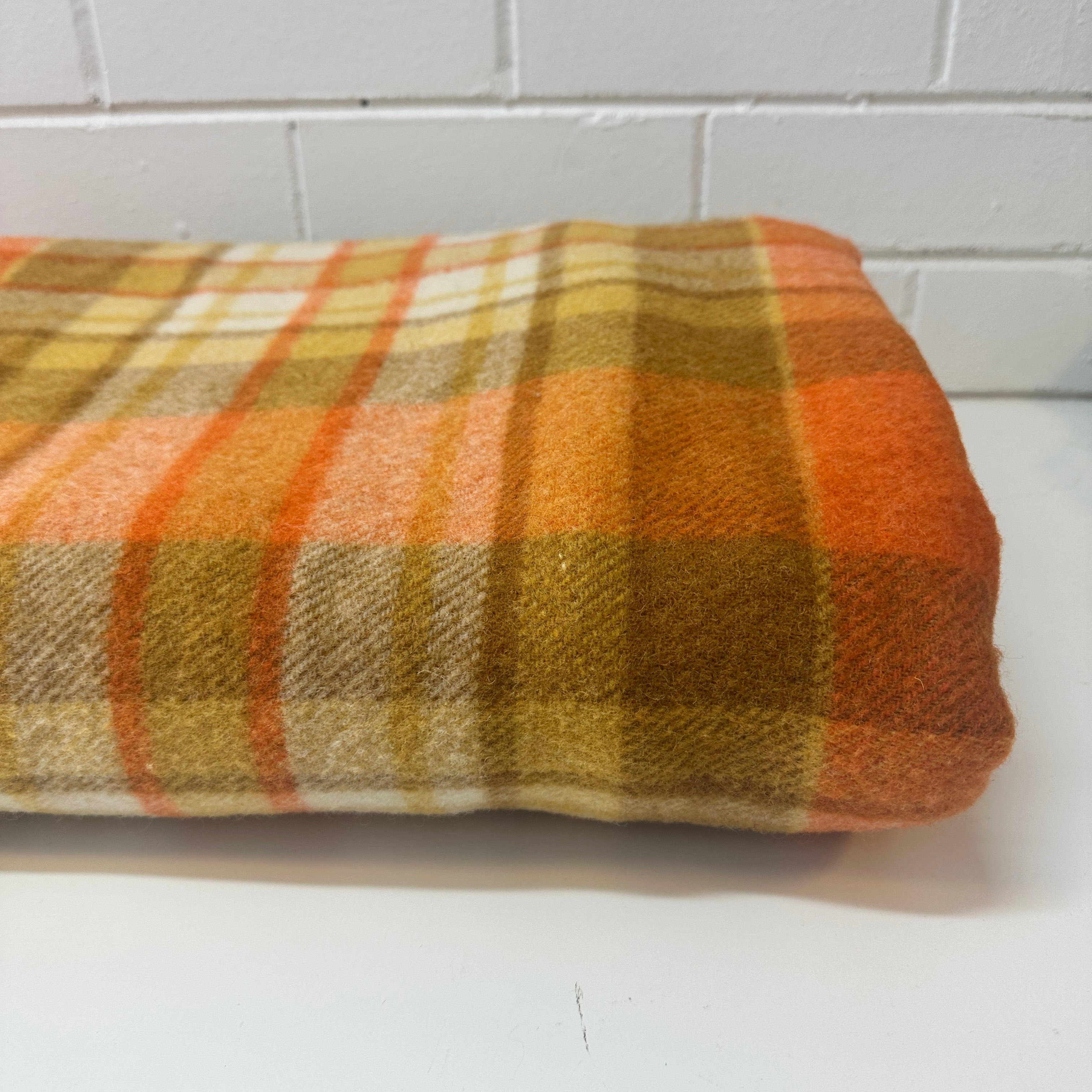 Vintage MYER Orange & Brown Blanket