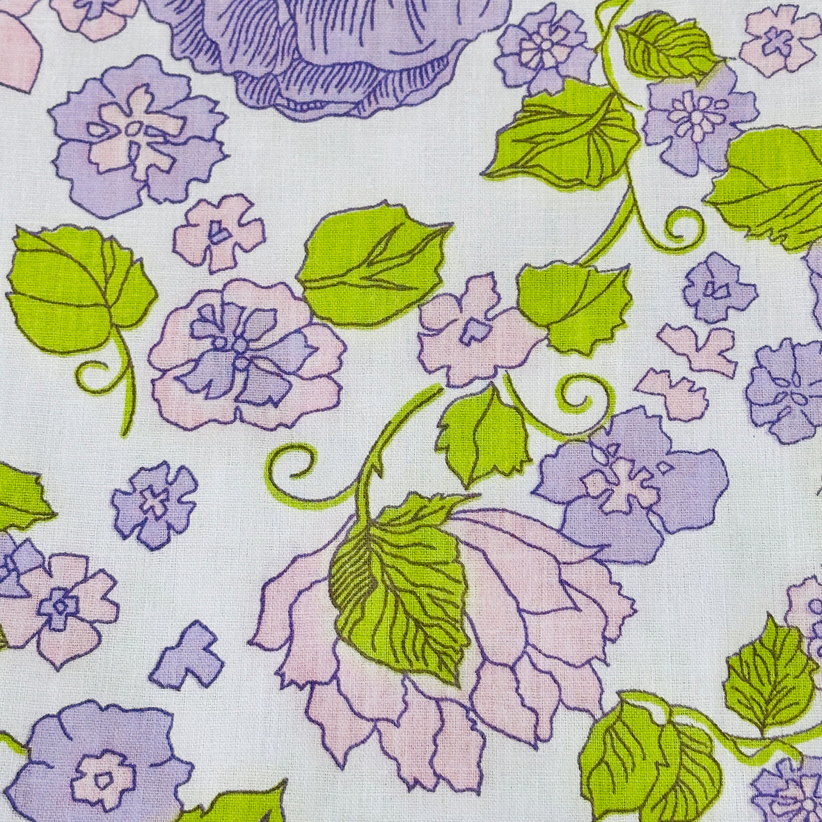 254cms One RETRO Purple Floral SHEET All Cotton STUNNING