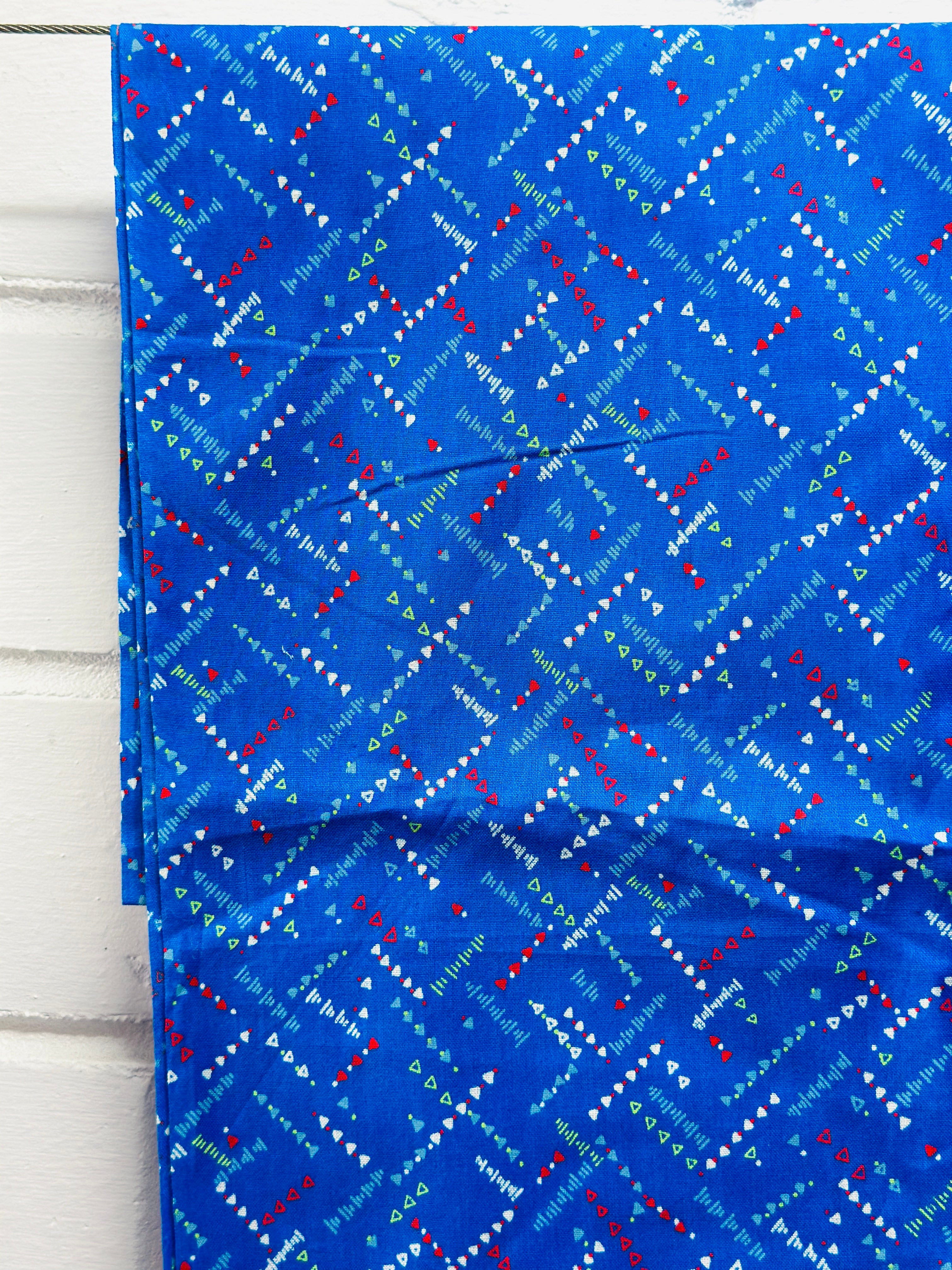 310cms Cute Bright Blue Cotton Fabric Vintage