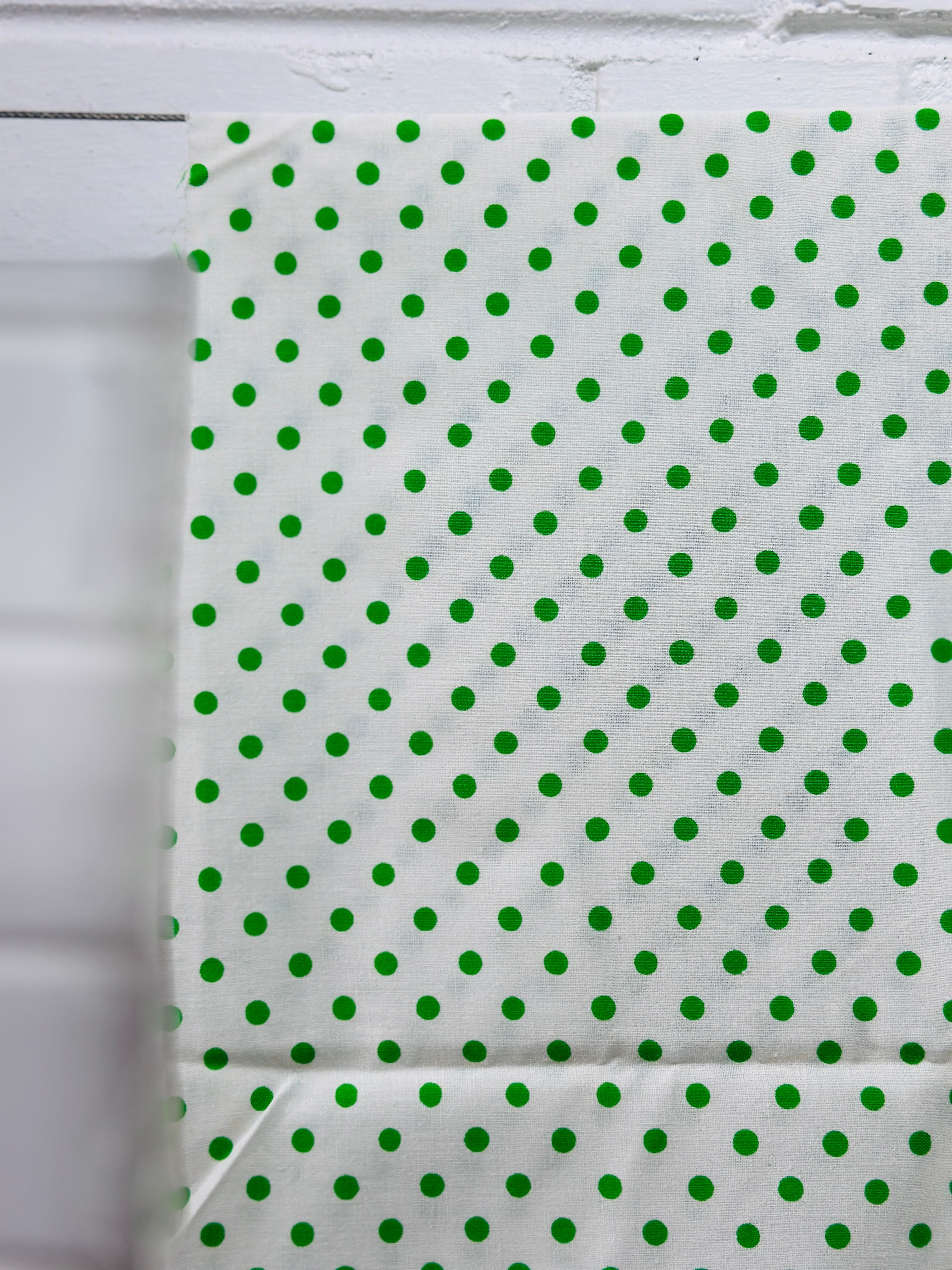 160cms Cute Green & White Polka Dot Fabric