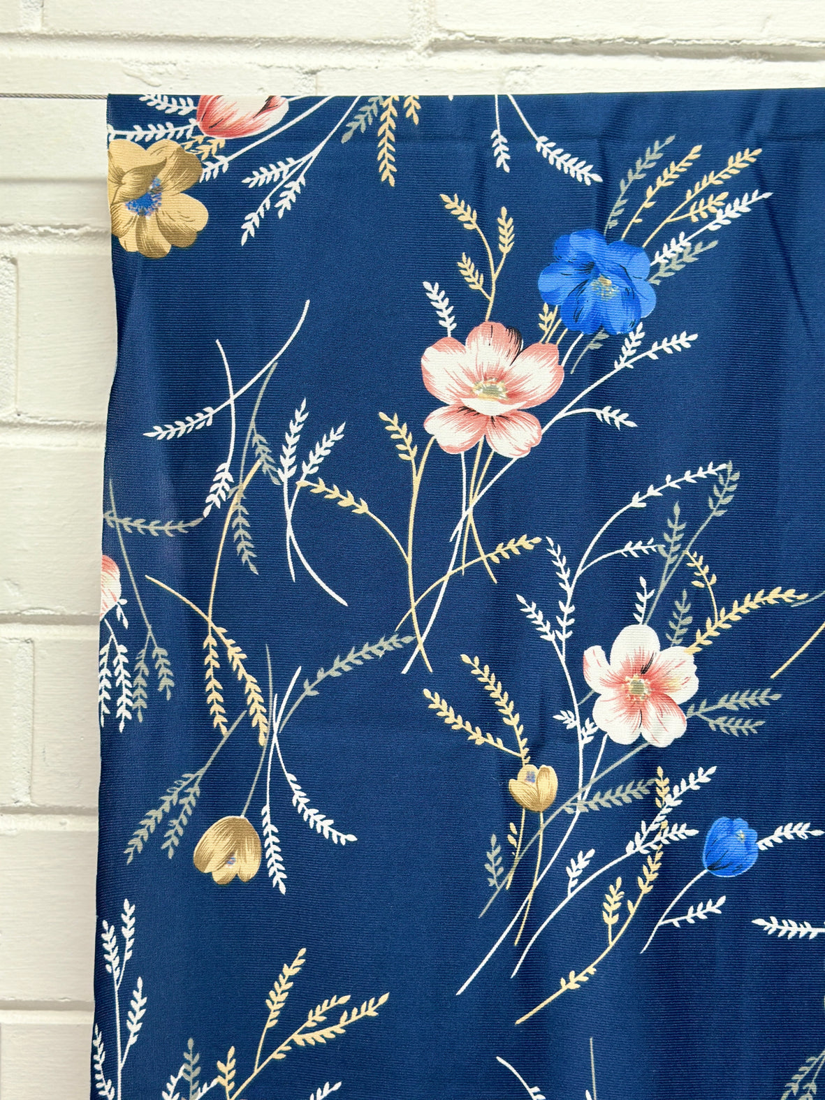 190cms Blue Nylon Floral Fabric