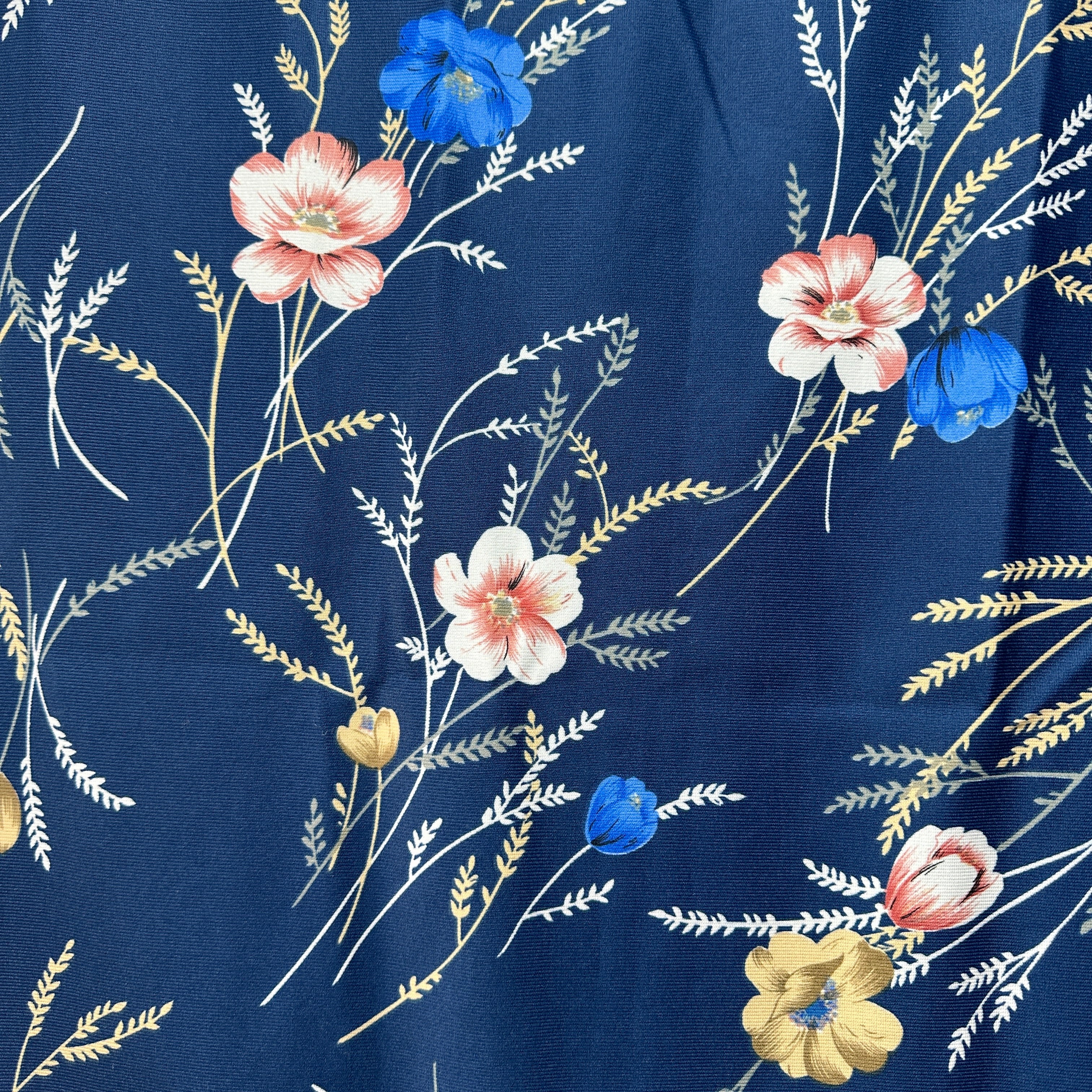 190cms Blue Nylon Floral Fabric