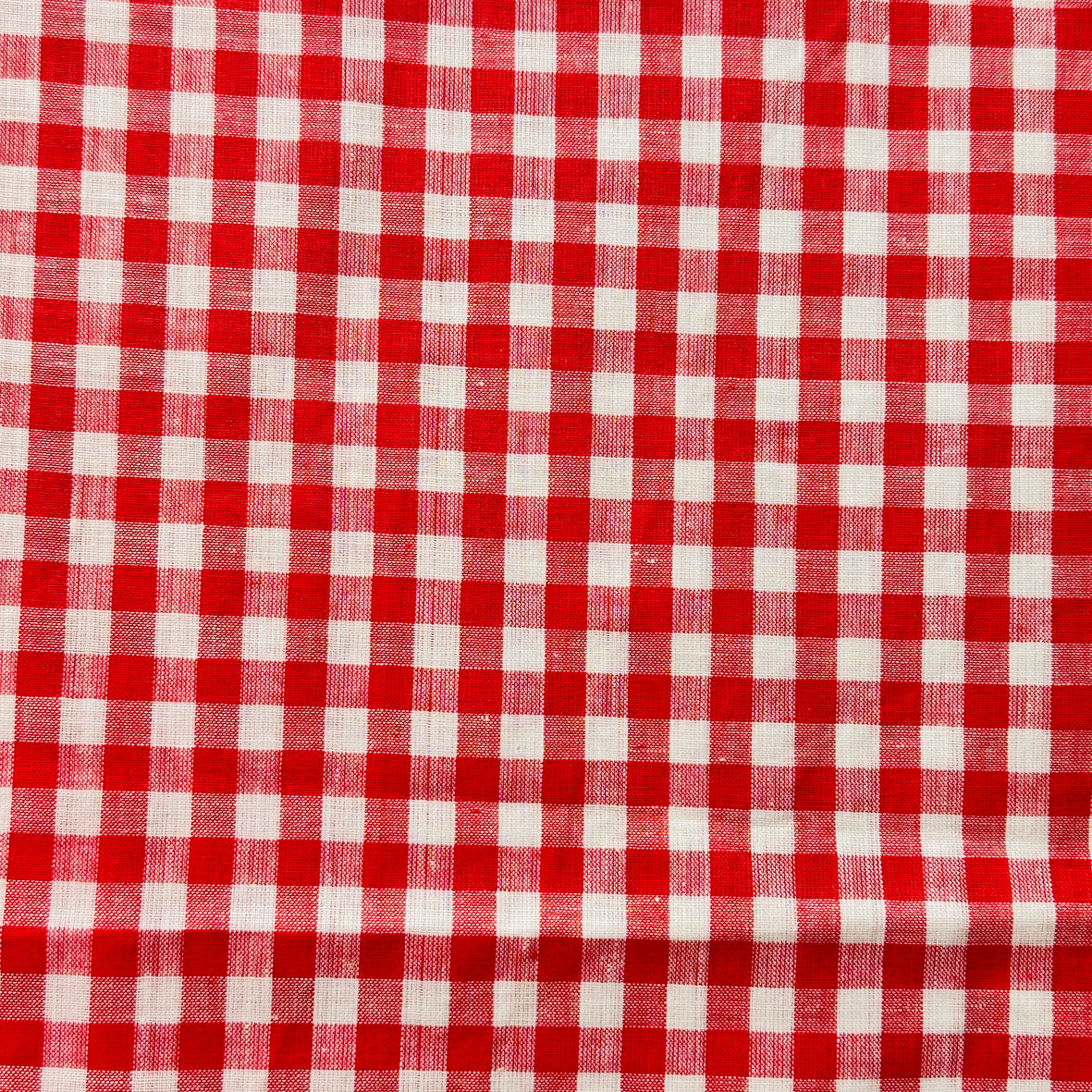 340cms Stiff Vintage Cotton Fabric Red Gingham