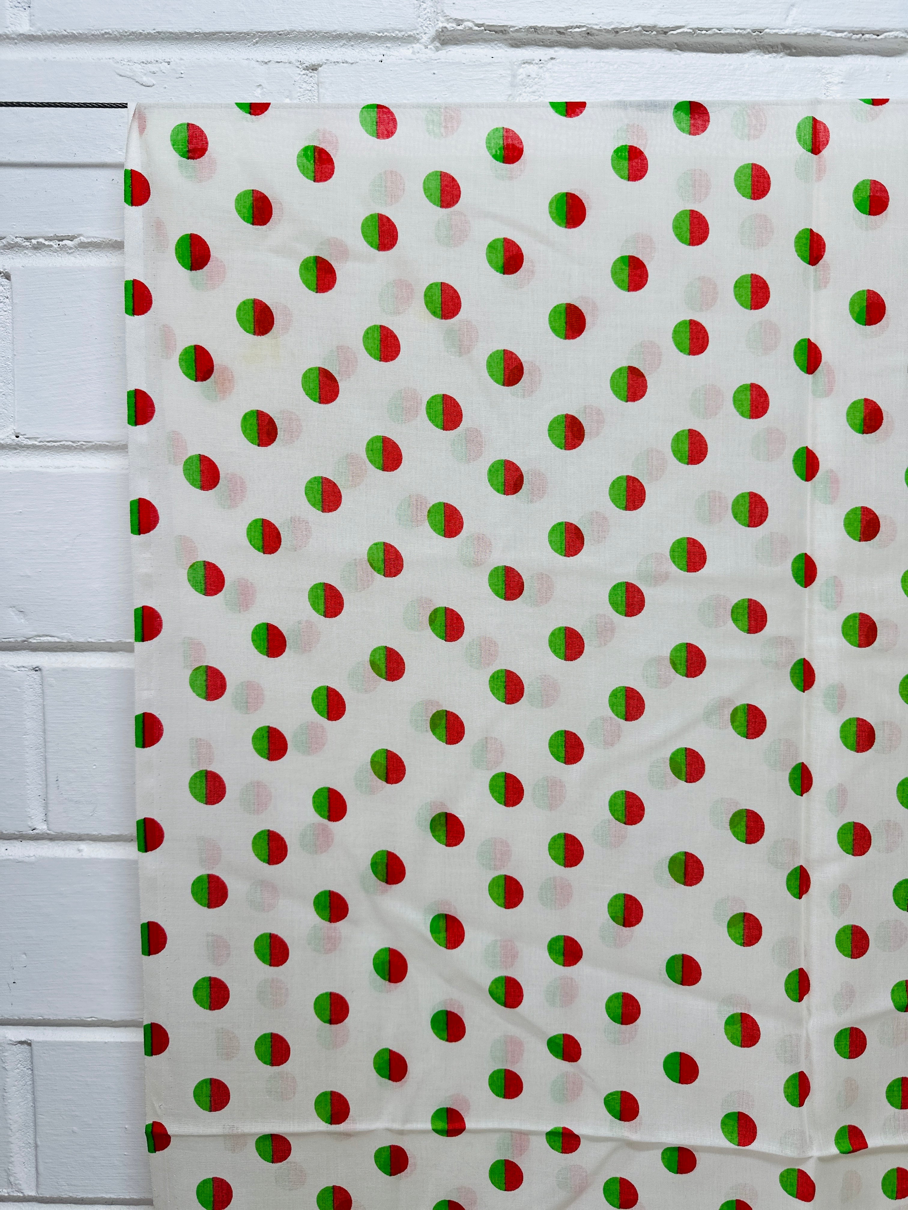180cms Light Weight Polka Dot Fabric Green & Red
