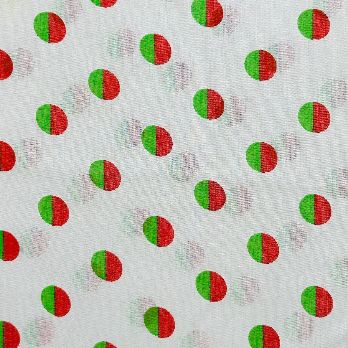 180cms Light Weight Polka Dot Fabric Green & Red