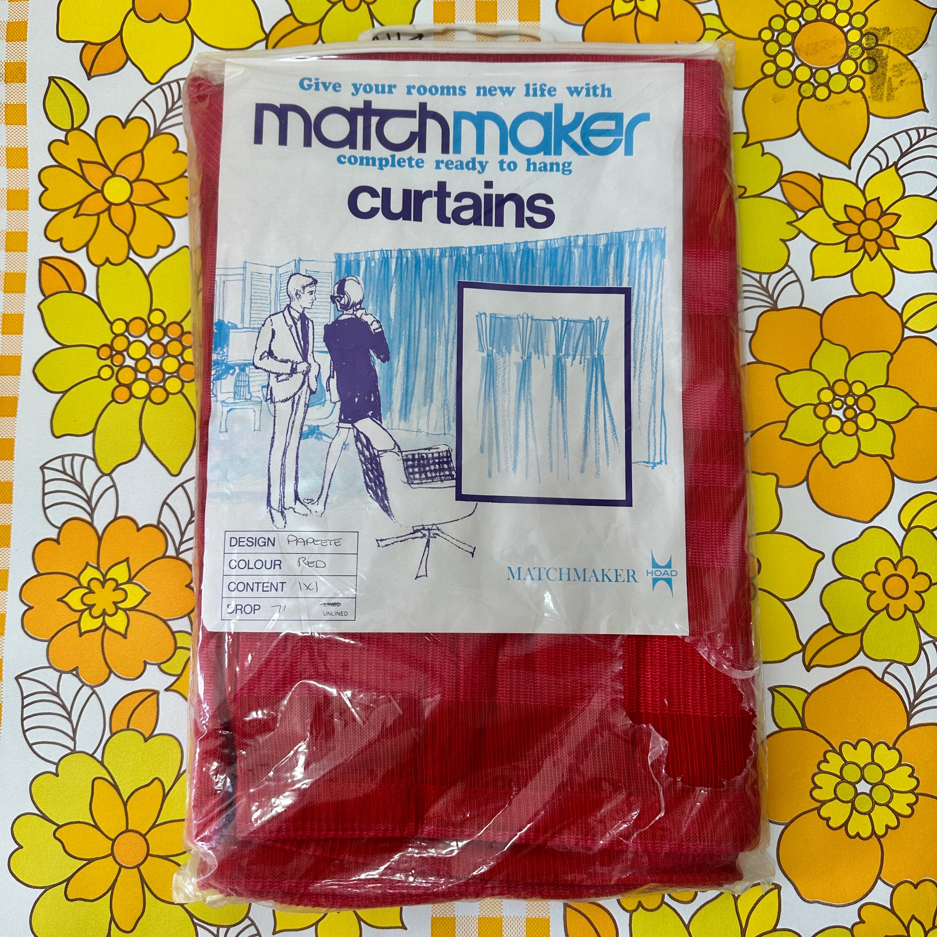 RETRO Matchmaker Curtain Ready to Hang UNUSED Vintage