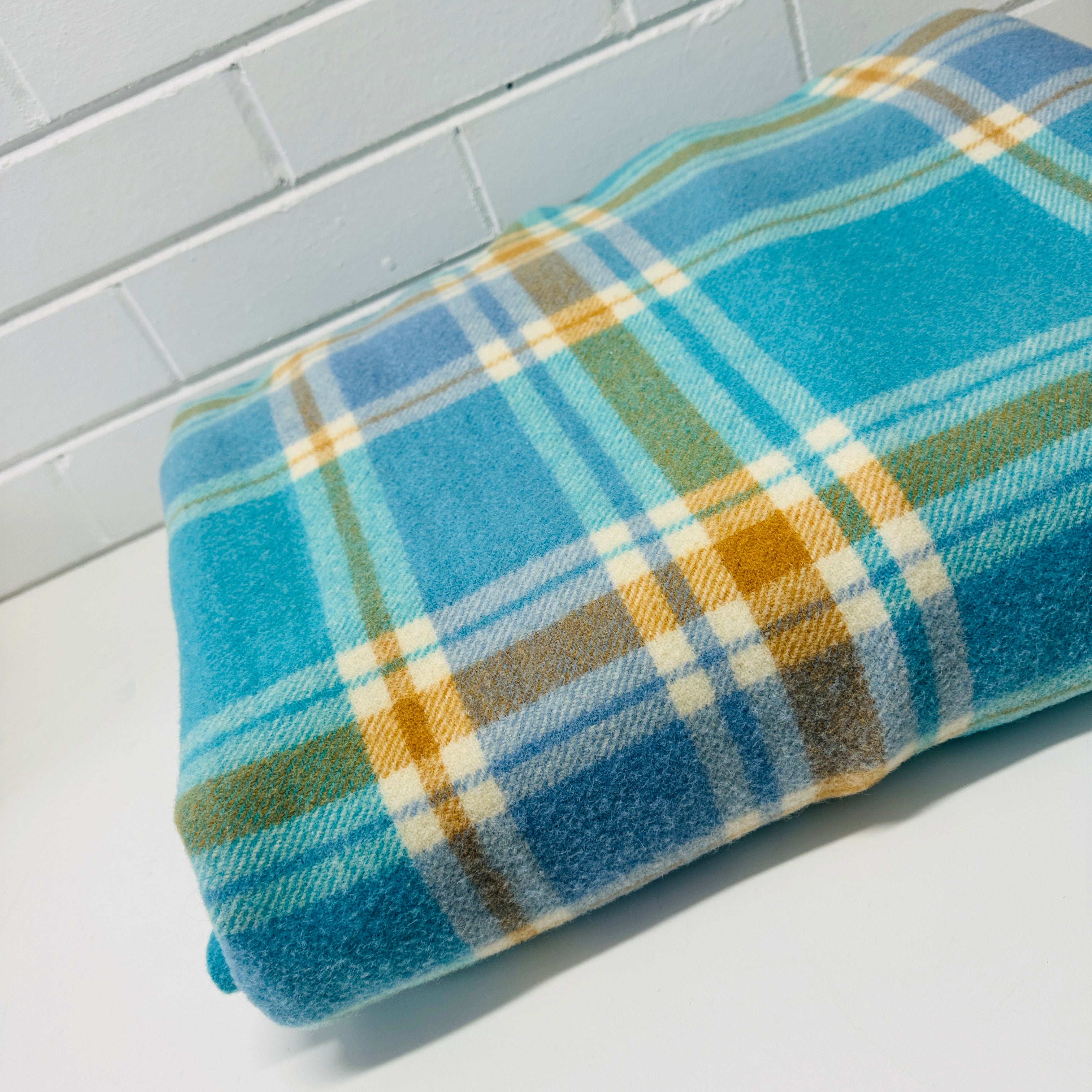 Beautiful Blue Wool Blanket Vintage