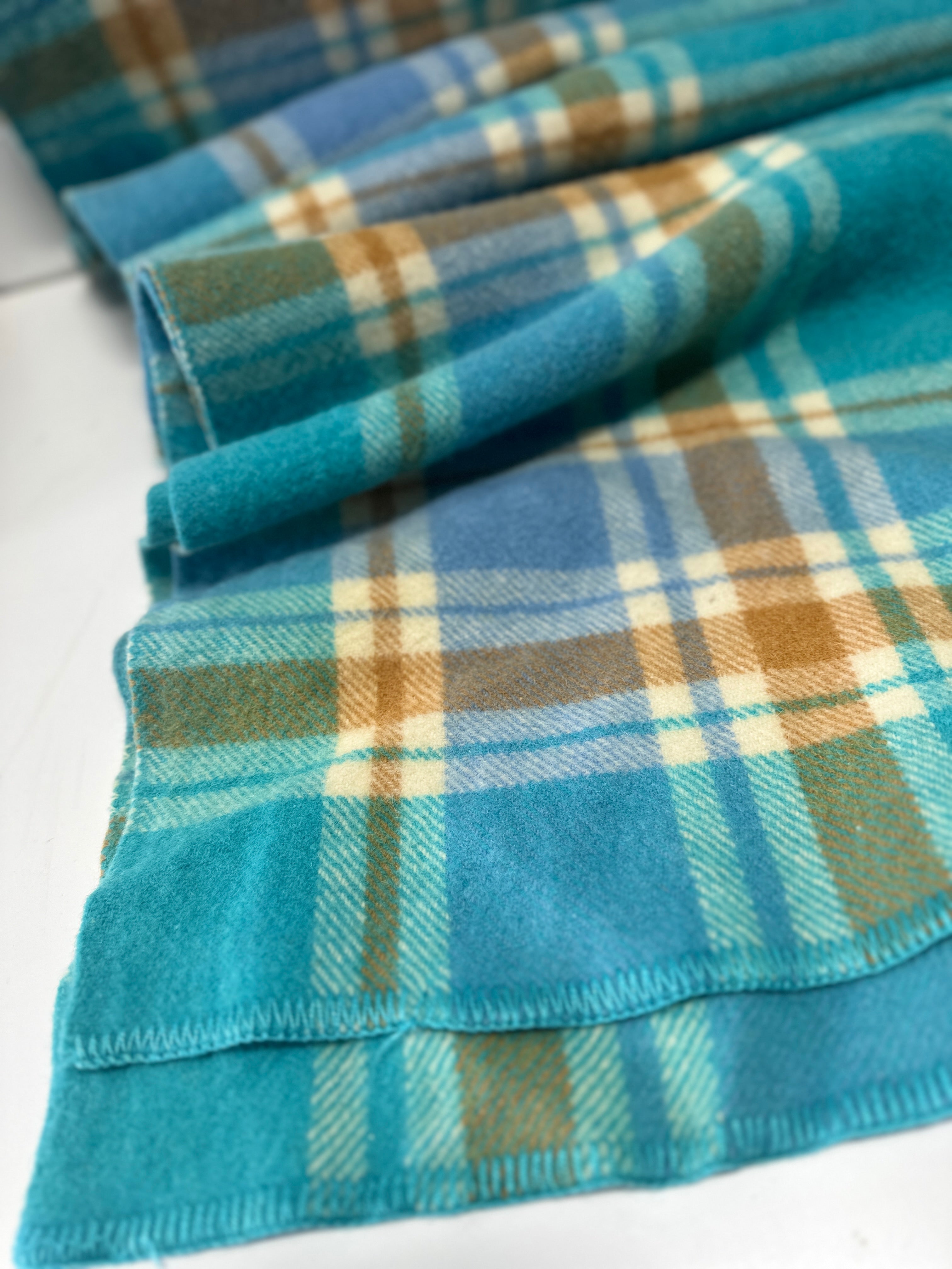 Beautiful Blue Wool Blanket Vintage