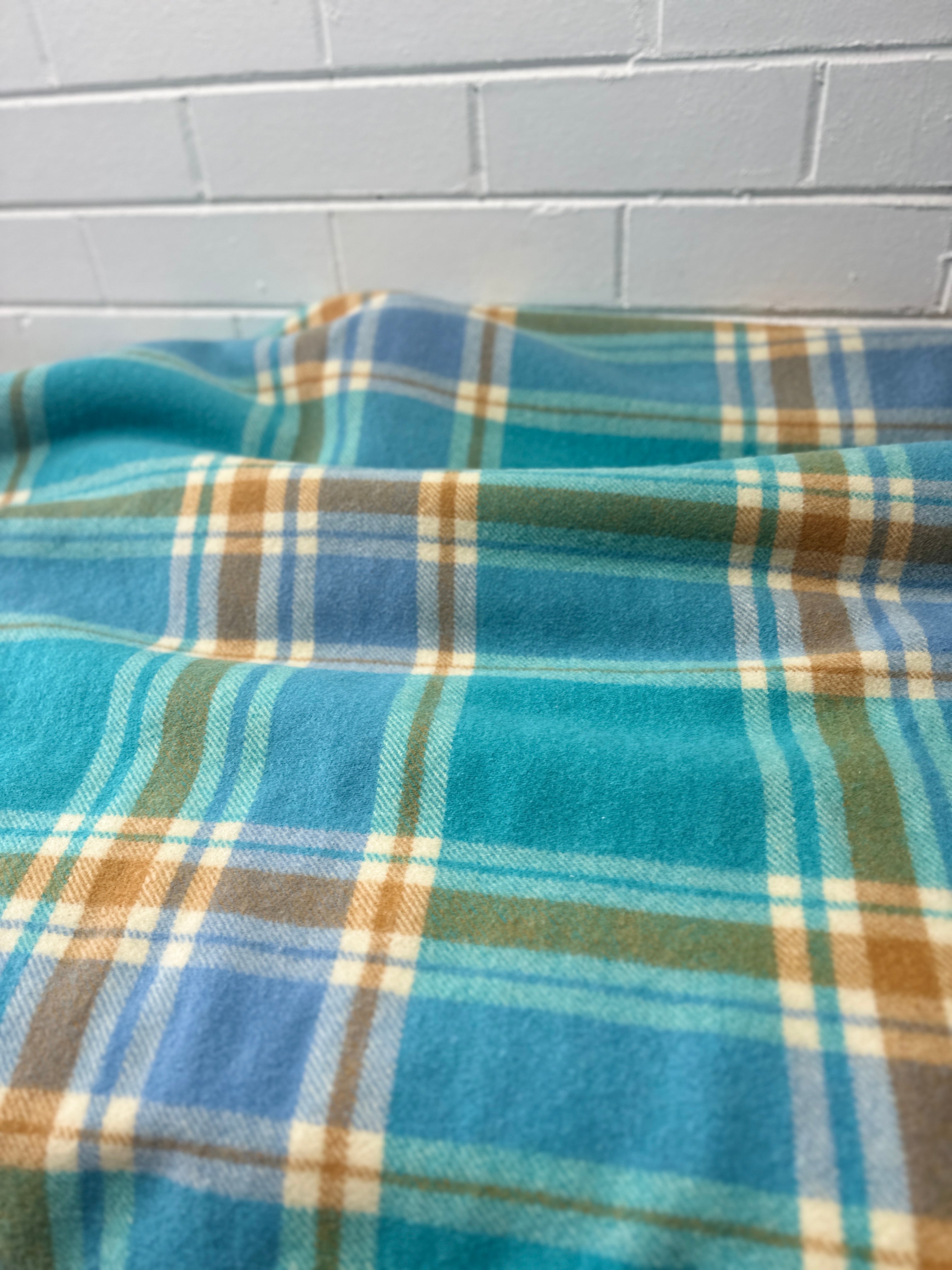 Beautiful Blue Wool Blanket Vintage