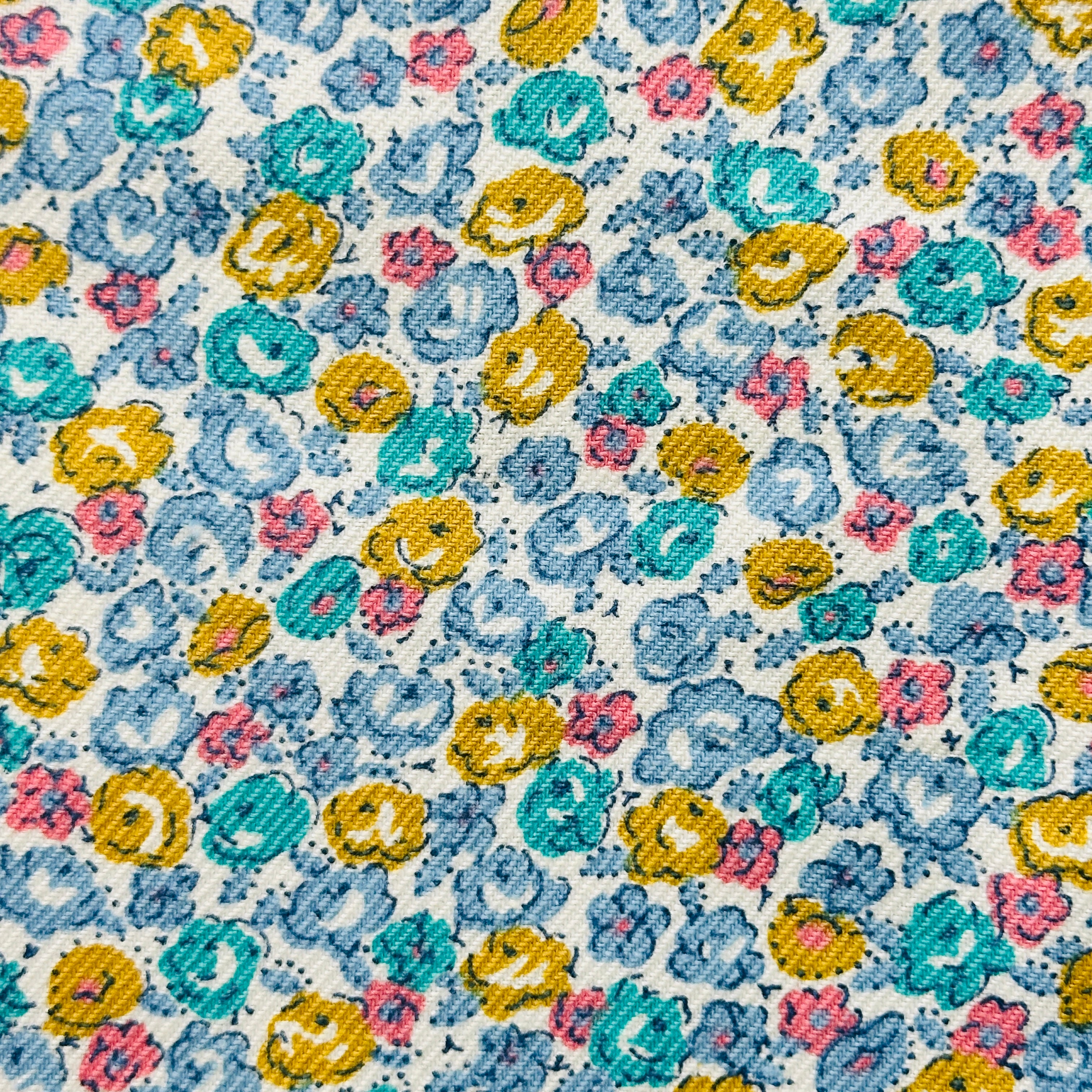 130cms Cute Blue Floral Cotton Fabric