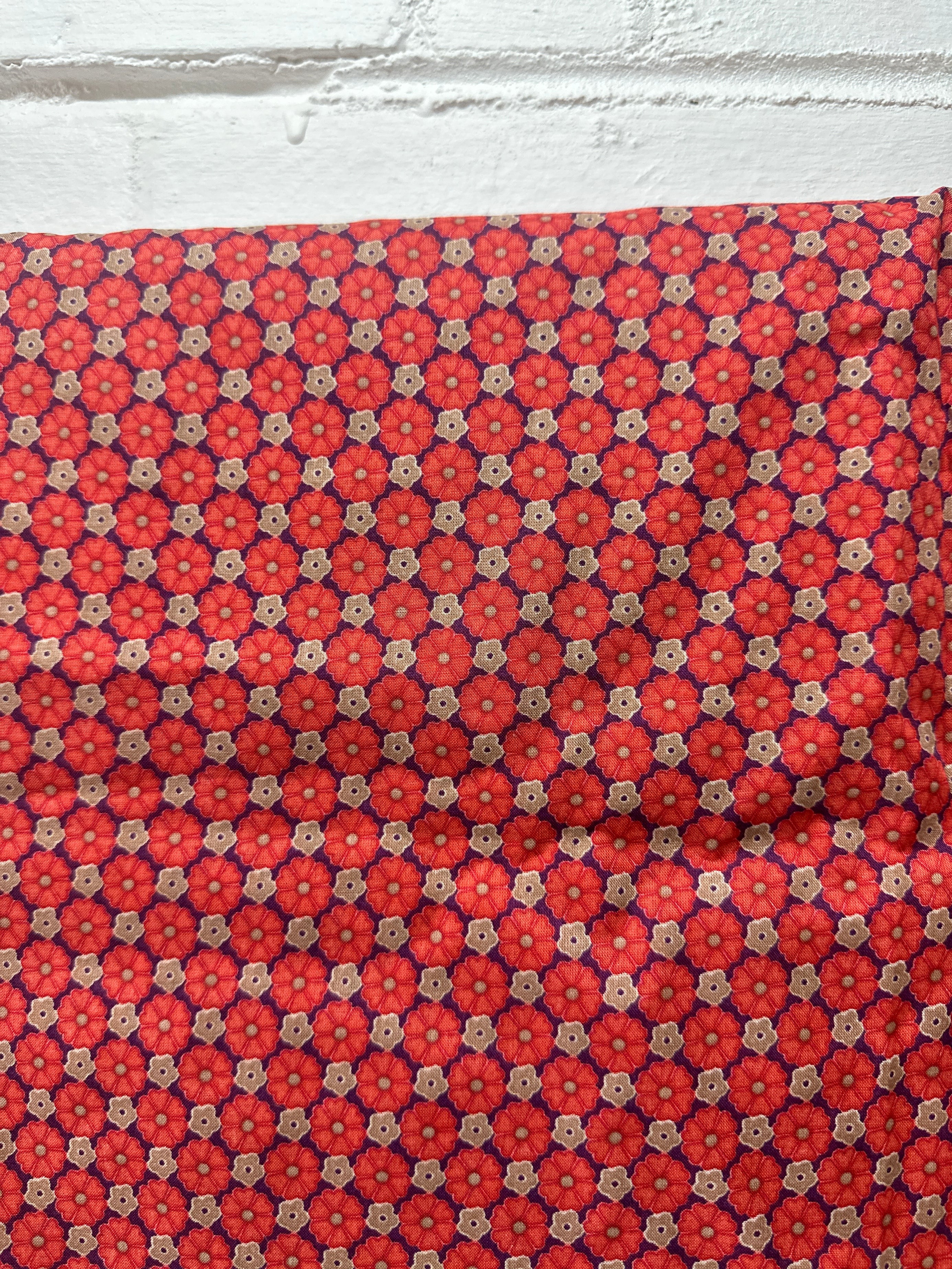 210cms MODERN Cute Red Floral Fabric Miniature Flowers