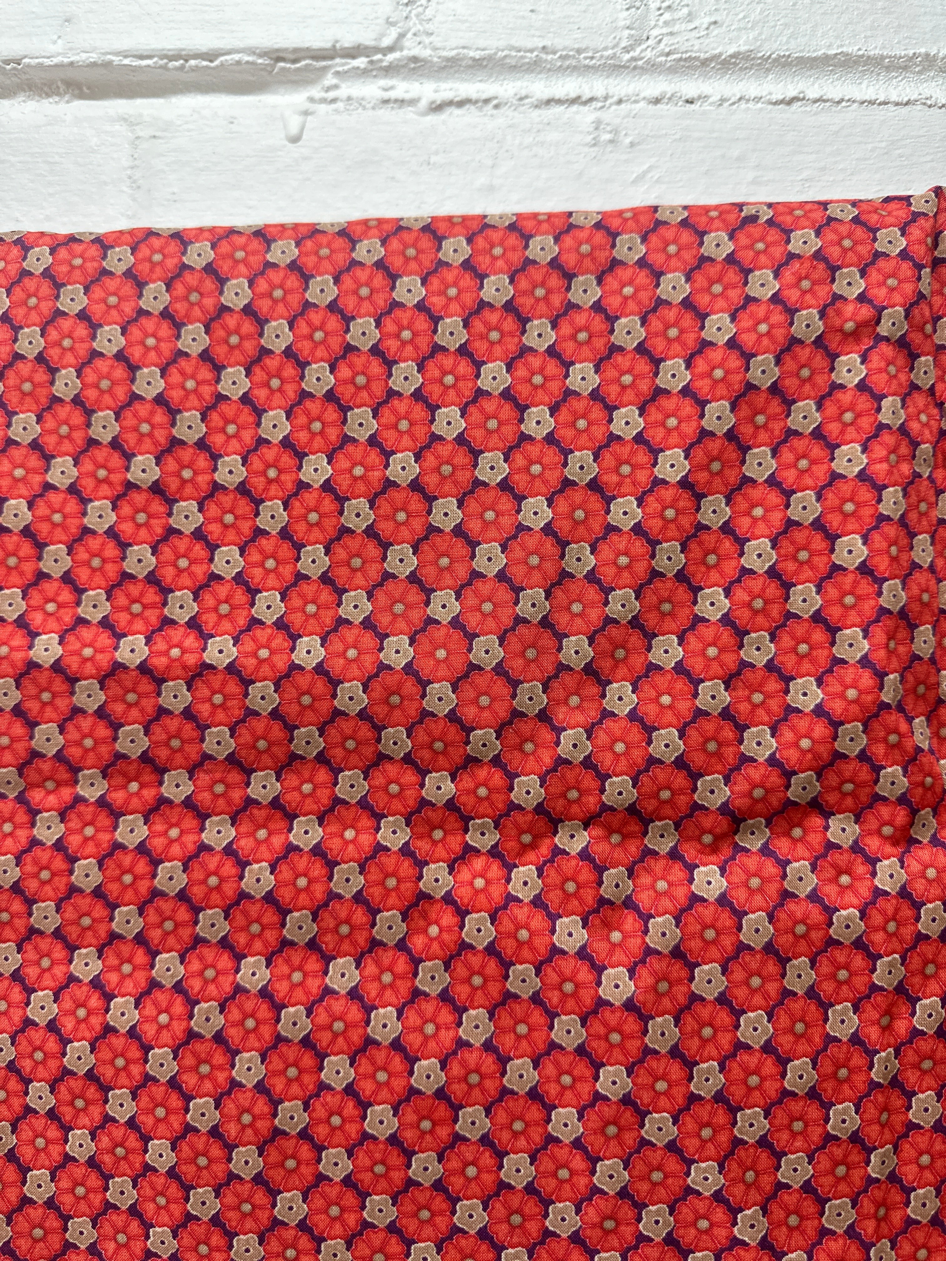 210cms MODERN Cute Red Floral Fabric Miniature Flowers
