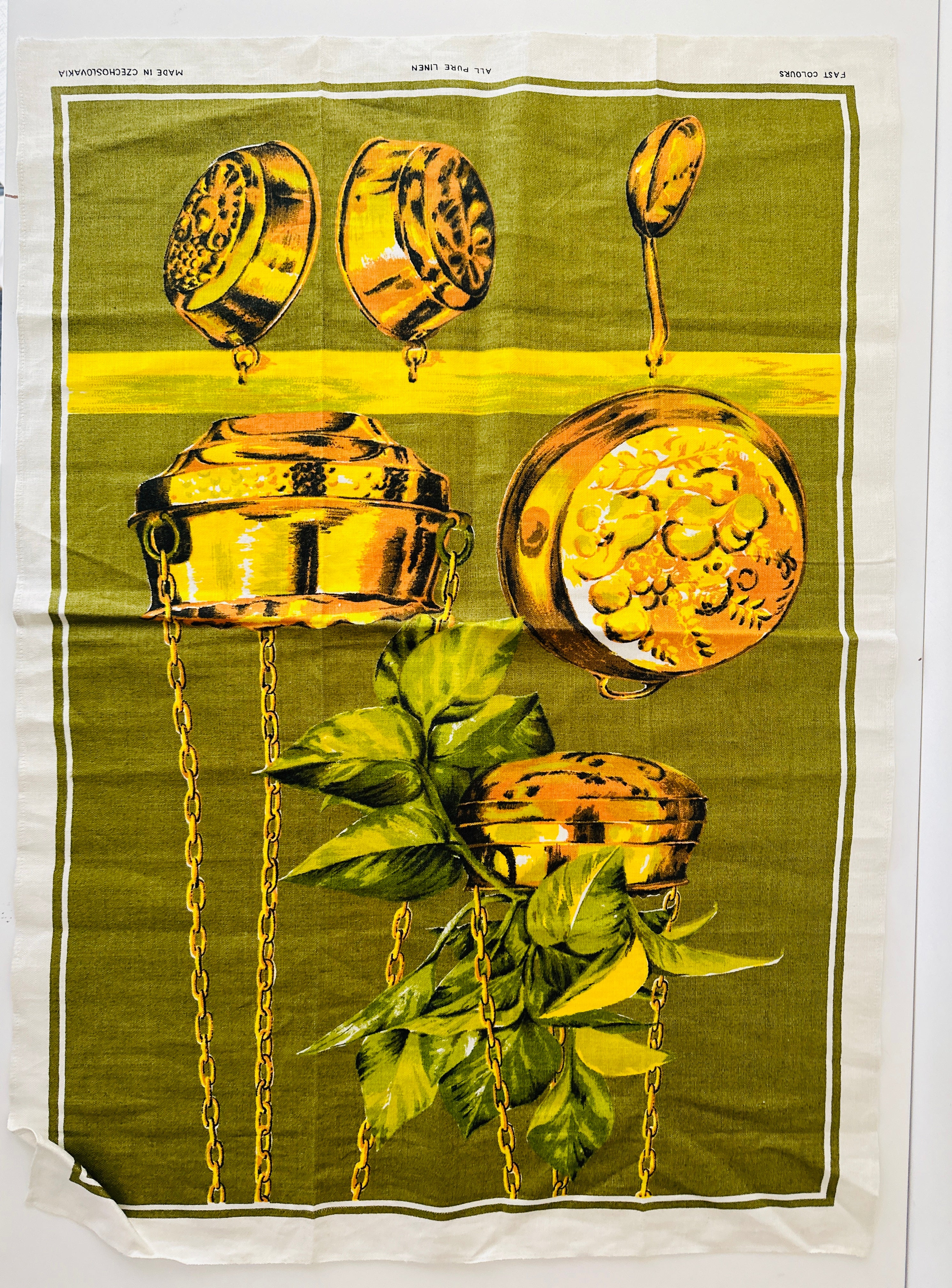 Vintage Green Old School Tea Towel